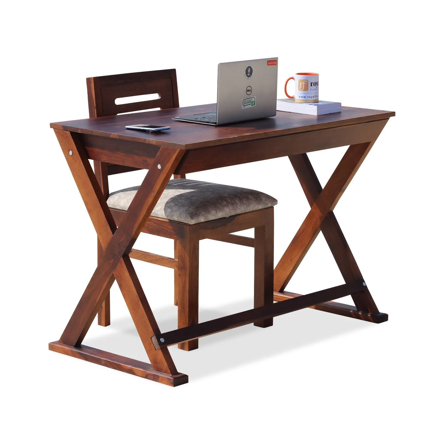 Royal Finish Crozilo Study Table with Capsuliec Chair in Funriture Sheesham Wood wooden study table image 7