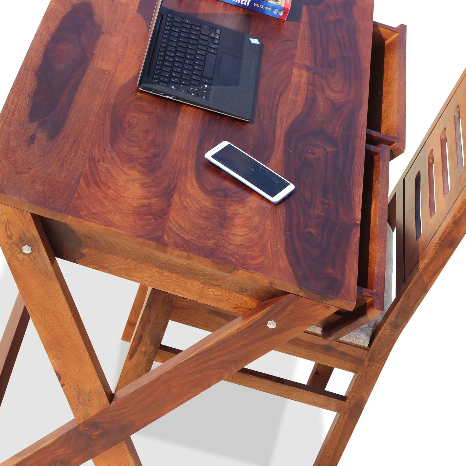 Royal Finish Crozilo Study Table with Capsuliec Chair in Funriture Sheesham Wood wooden study table image 9