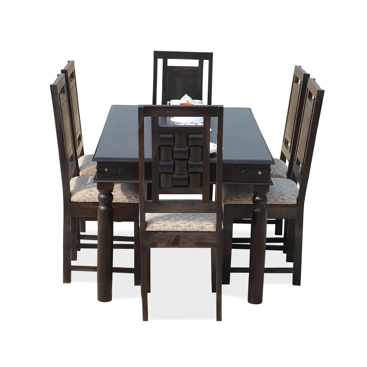 Royal Finish Nivora 6 Seater Dining Set in Carbon Black In Sheesham Wood sheesham dining table image 5