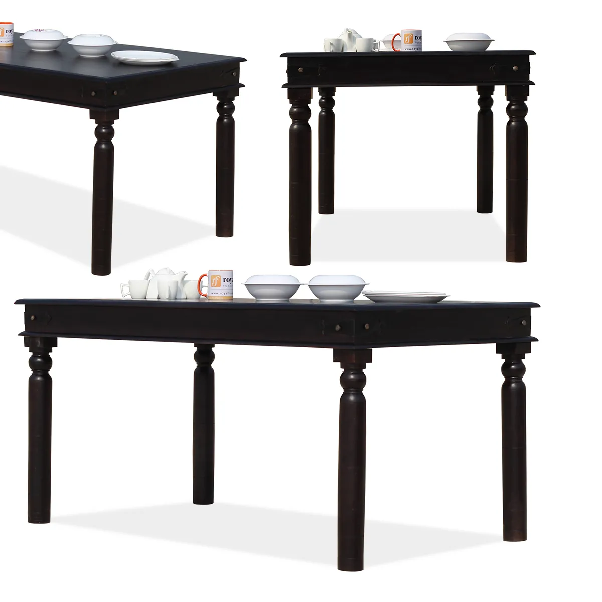 Royal Finish Nivora 6 Seater Dining Set in Carbon Black In Sheesham Wood sheesham dining table image 10