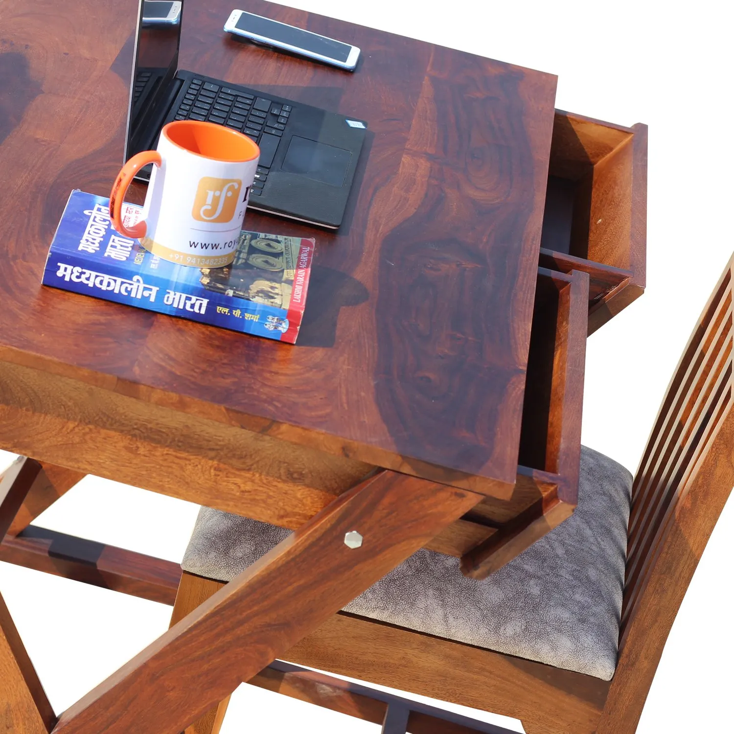 Royal Finish Denkoti Study Table with Dali Chair in Funriture Sheesham Wood wooden study table image 9