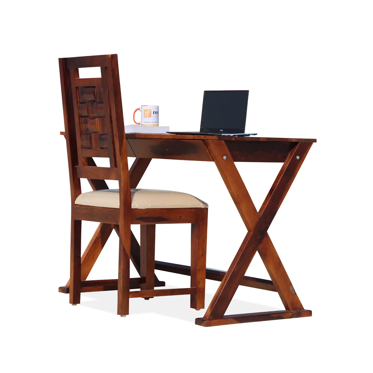 Royal Finish Sikora Study Table with Nivora Chair in Funriture Sheesham Wood wooden study table image 4