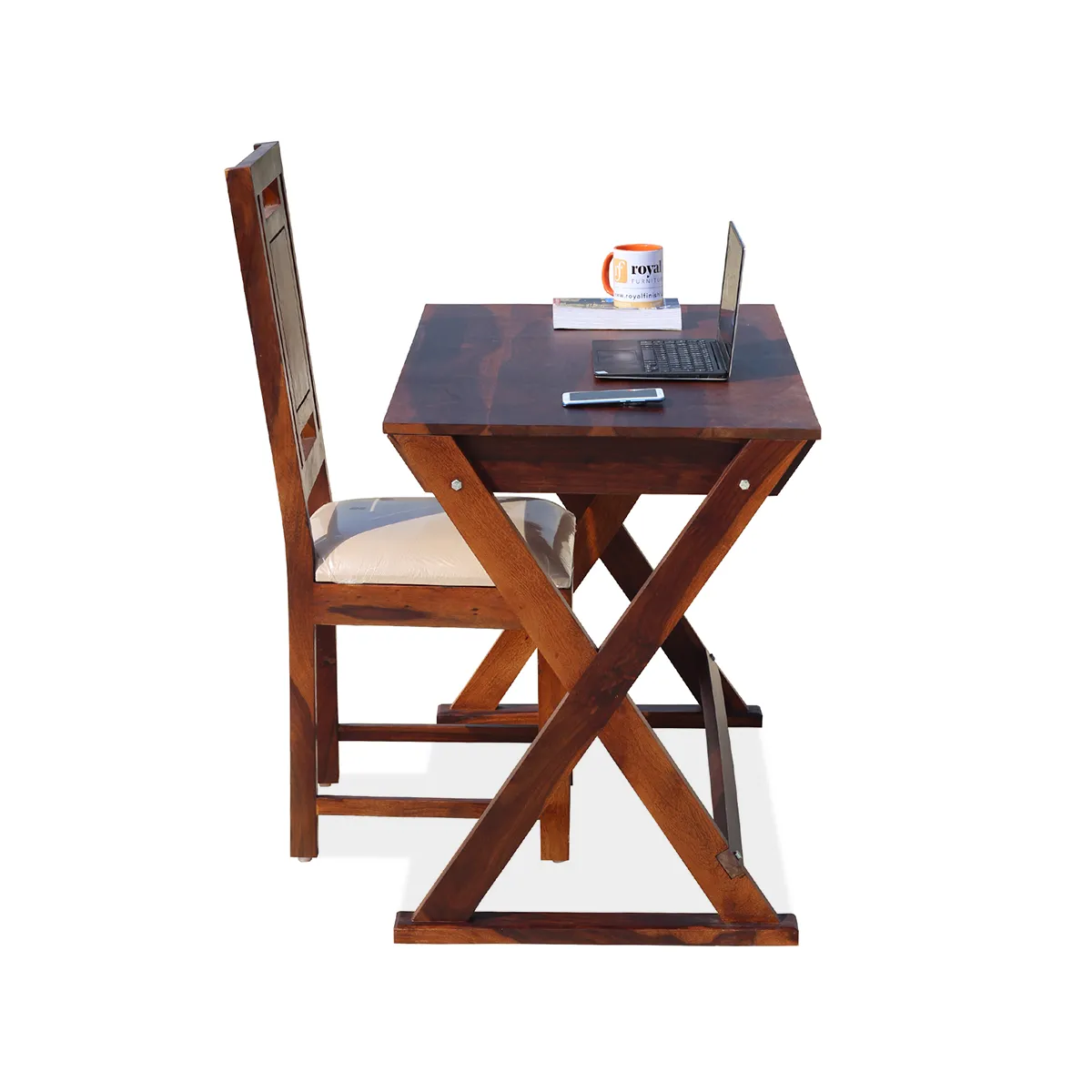 Royal Finish Sikora Study Table with Nivora Chair in Funriture Sheesham Wood wooden study table image 6
