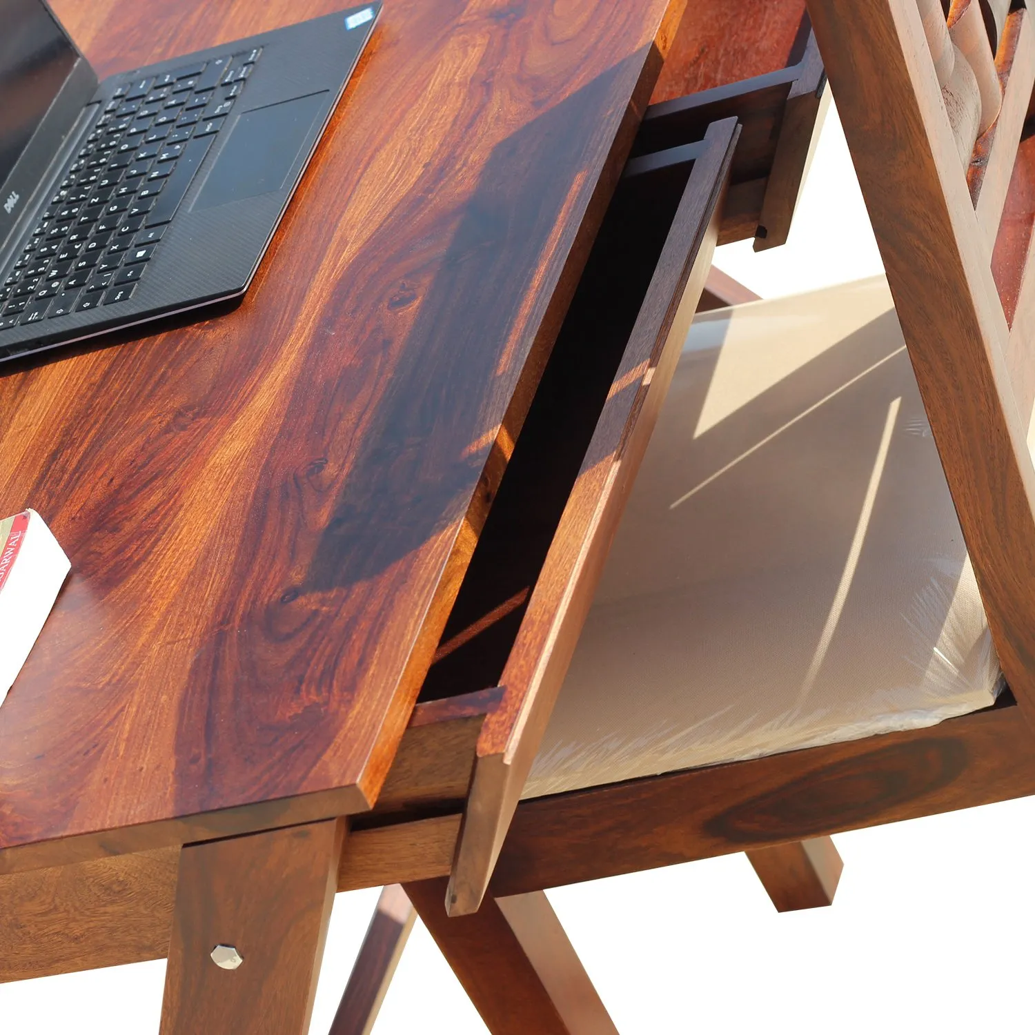 Royal Finish Sikora Study Table with Nivora Chair in Funriture Sheesham Wood wooden study table image 9
