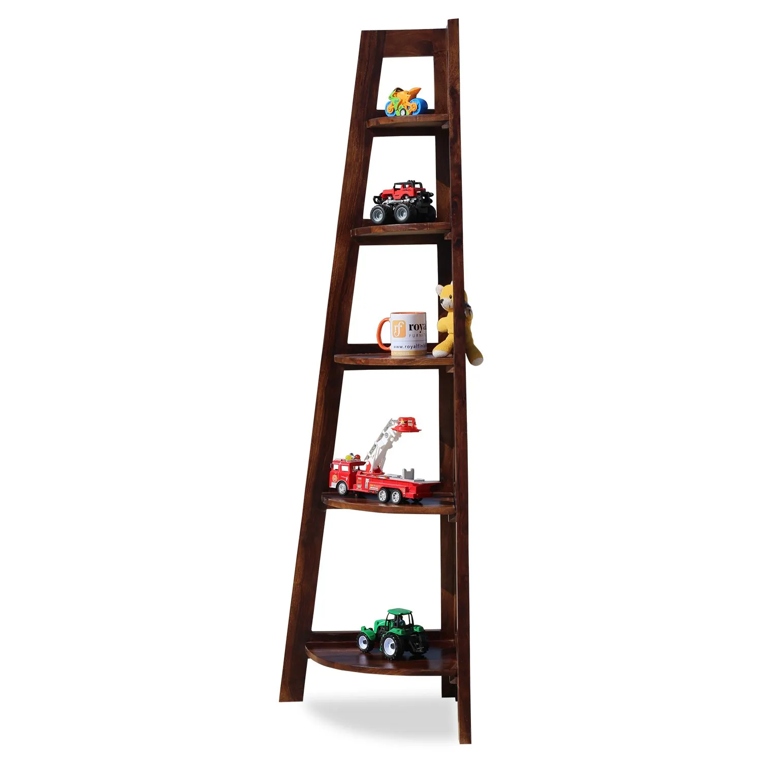 Royal Finish 5 Shelves Assorted Bookshelf in Natural Honey In Sheesham Wood solid wood bookshelf image 11