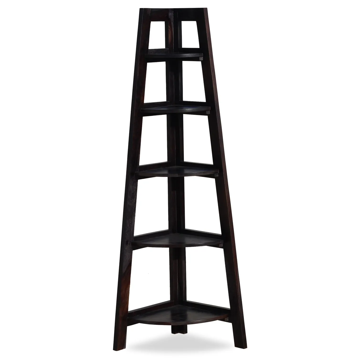 Royal Finish 5 Shelves Assorted Bookshelf in Carbon Black In Sheesham Wood solid wood bookshelf image 3