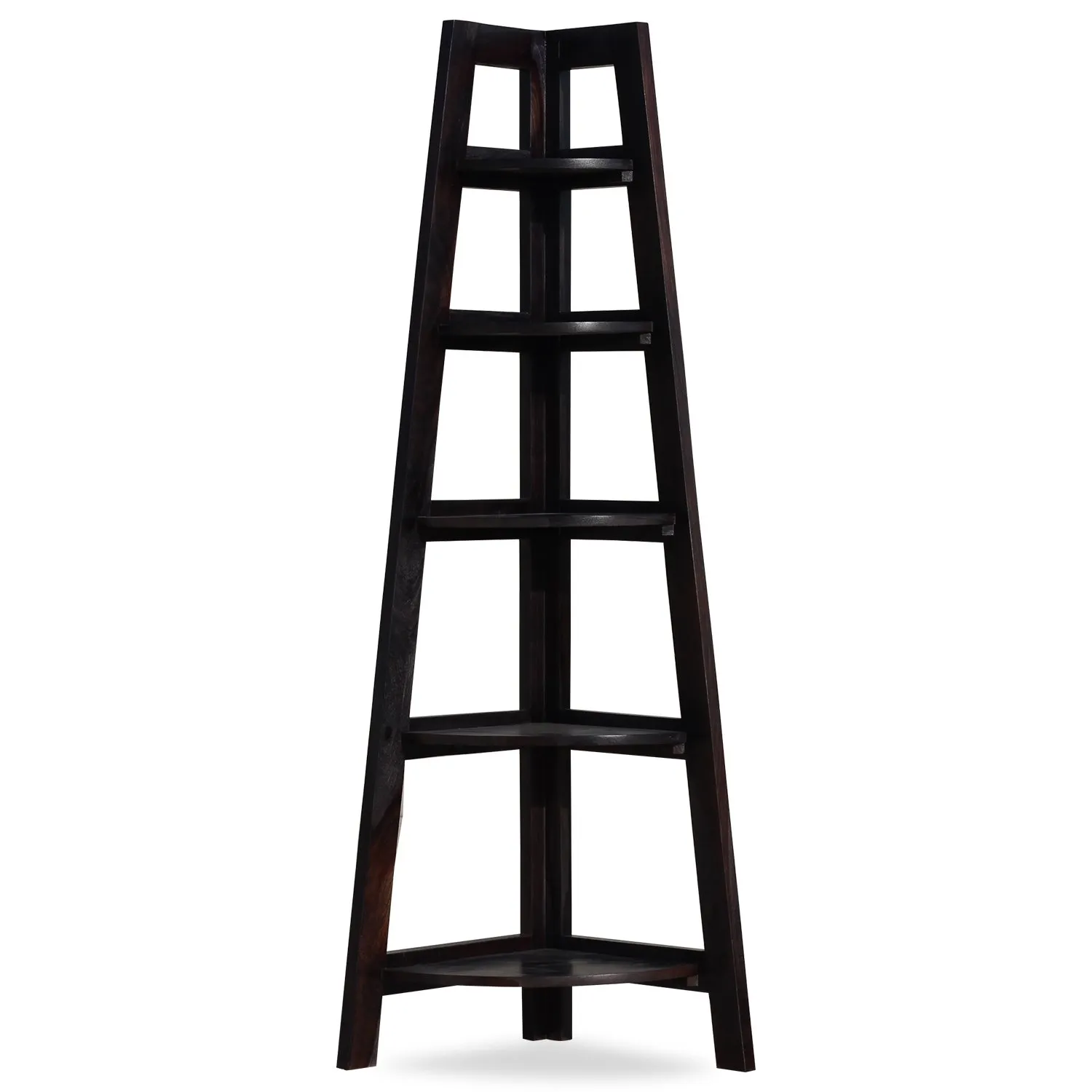 Royal Finish 5 Shelves Assorted Bookshelf in Carbon Black In Sheesham Wood solid wood bookshelf image 4