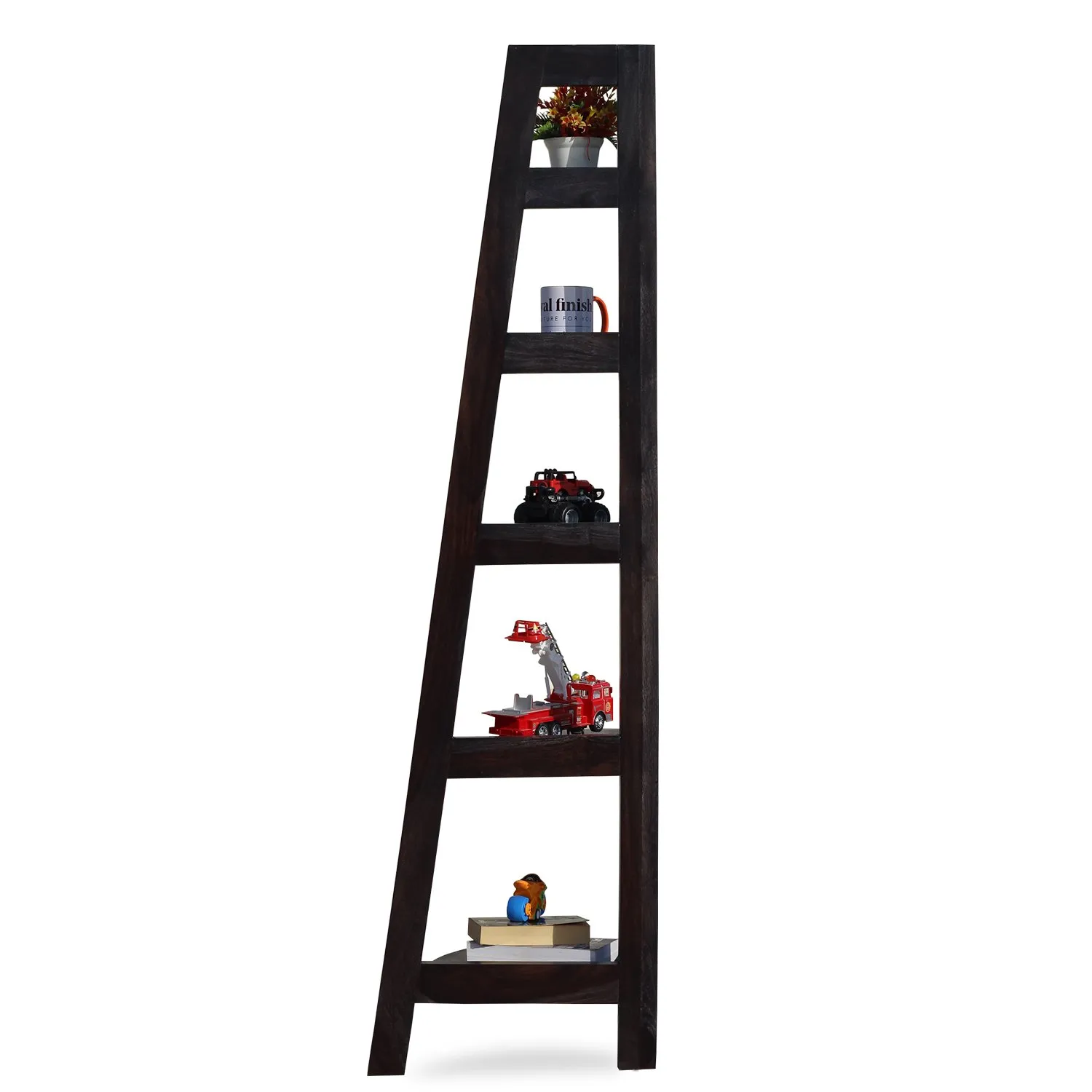 Royal Finish 5 Shelves Assorted Bookshelf in Carbon Black In Sheesham Wood solid wood bookshelf image 9