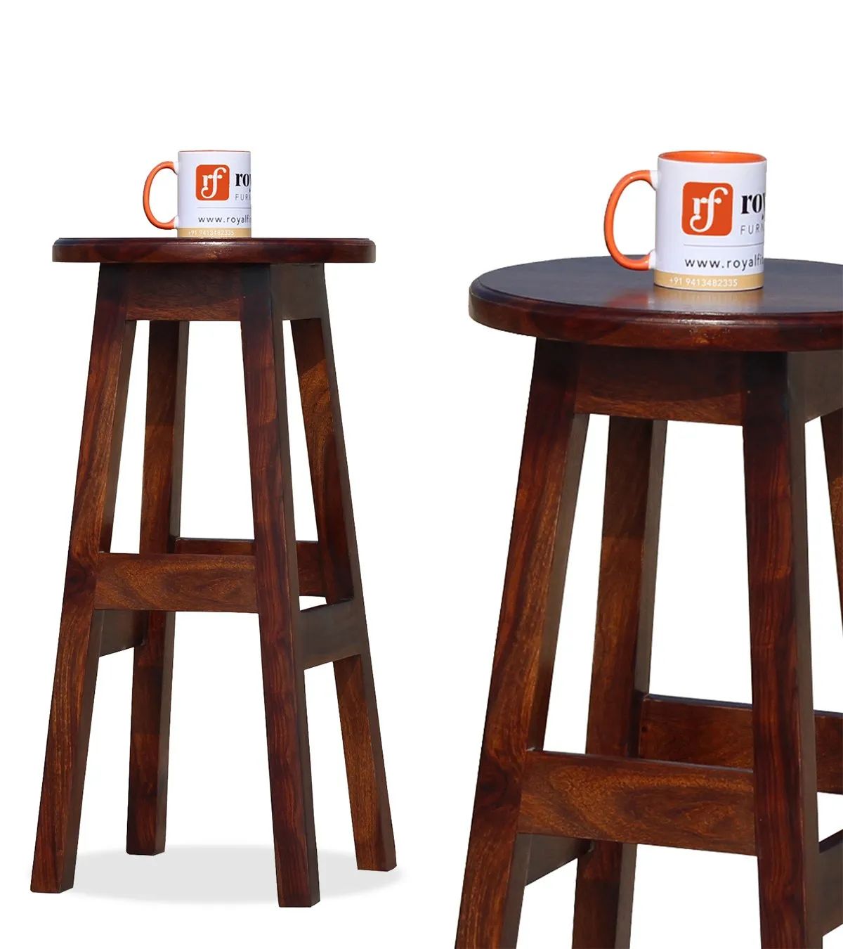 Royal Finish Solid Wood Bar Stool in Honey Oak Finish in Natural Wood wooden bar cabinet image 2