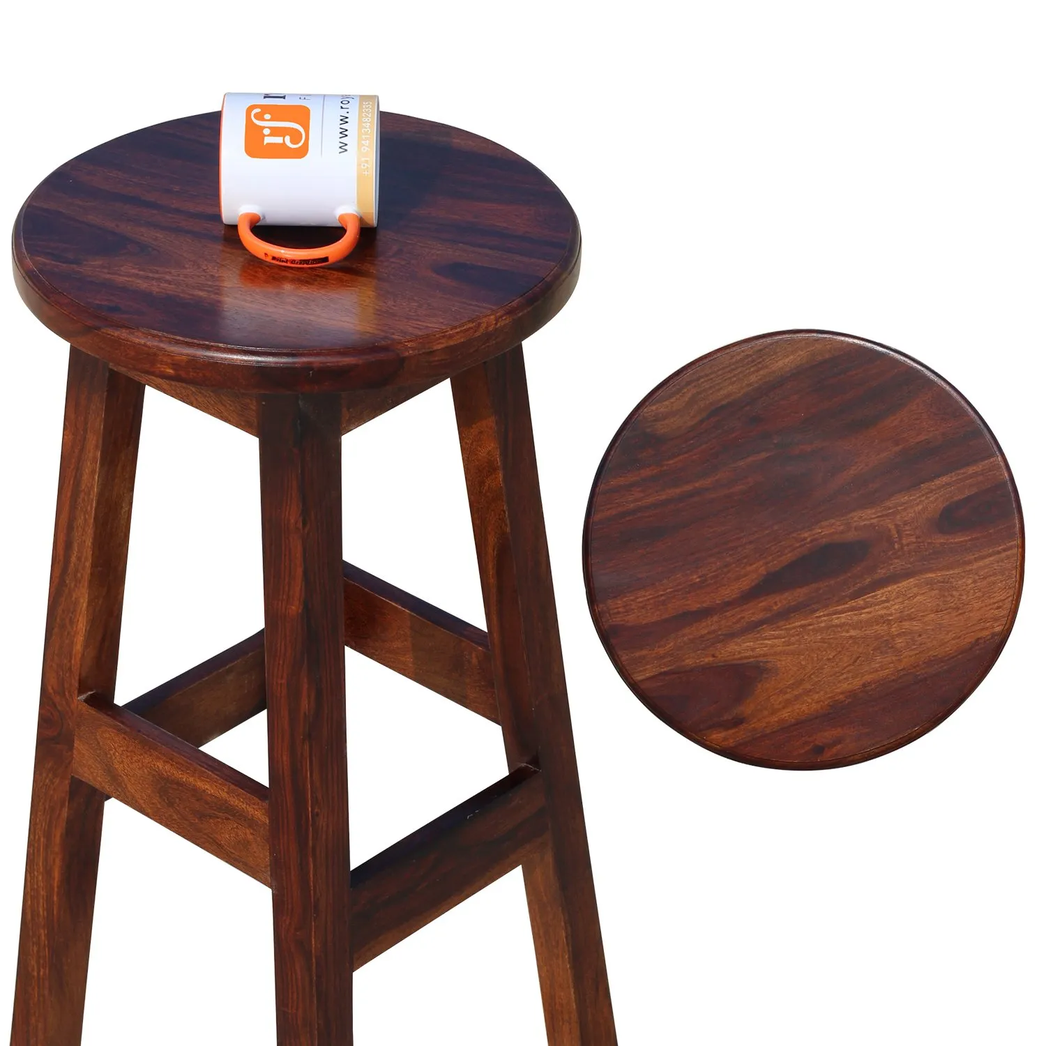 Royal Finish Solid Wood Bar Stool in Honey Oak Finish in Natural Wood wooden bar cabinet image 4