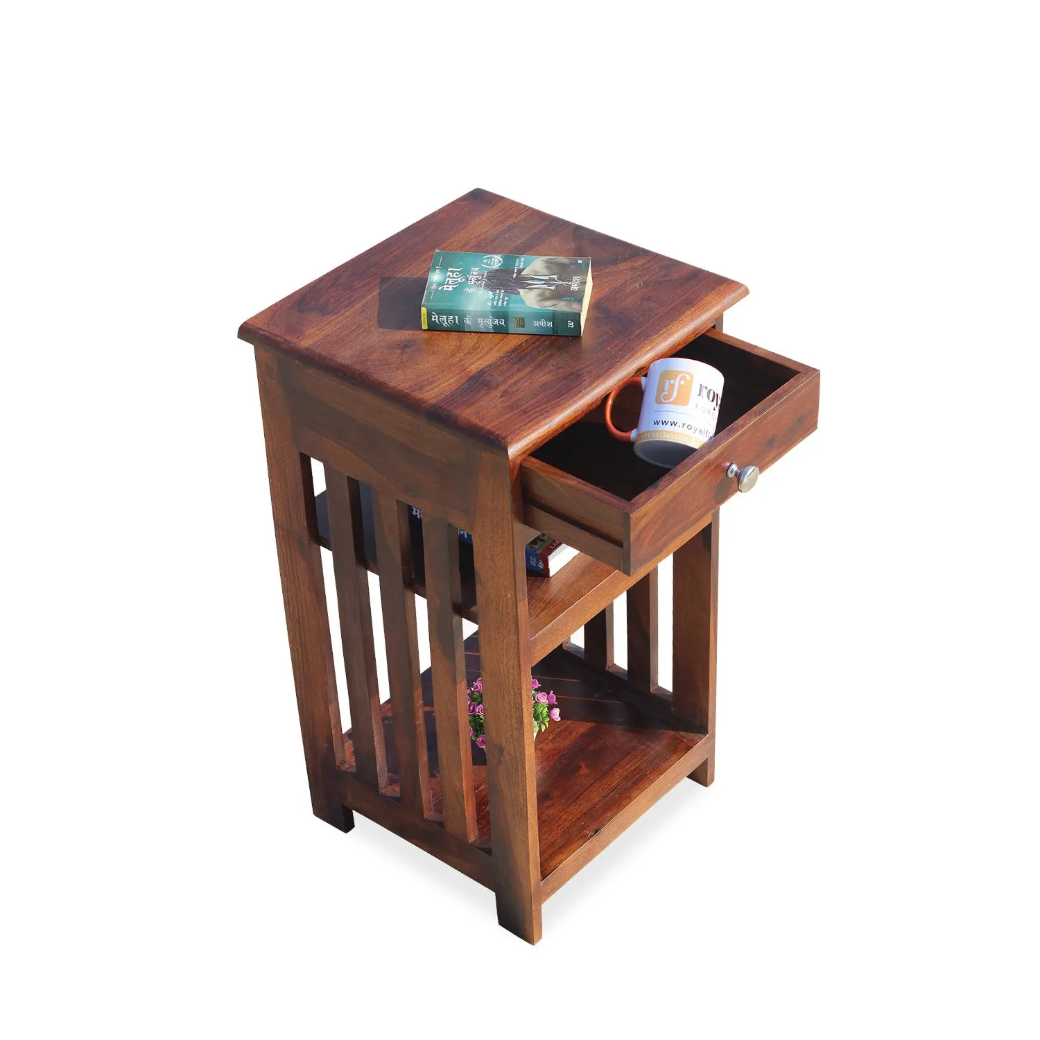 Royal Finish Keesha Premium Wooden Side Table | Solid Sheesham Wood bedside table sheesham image 8
