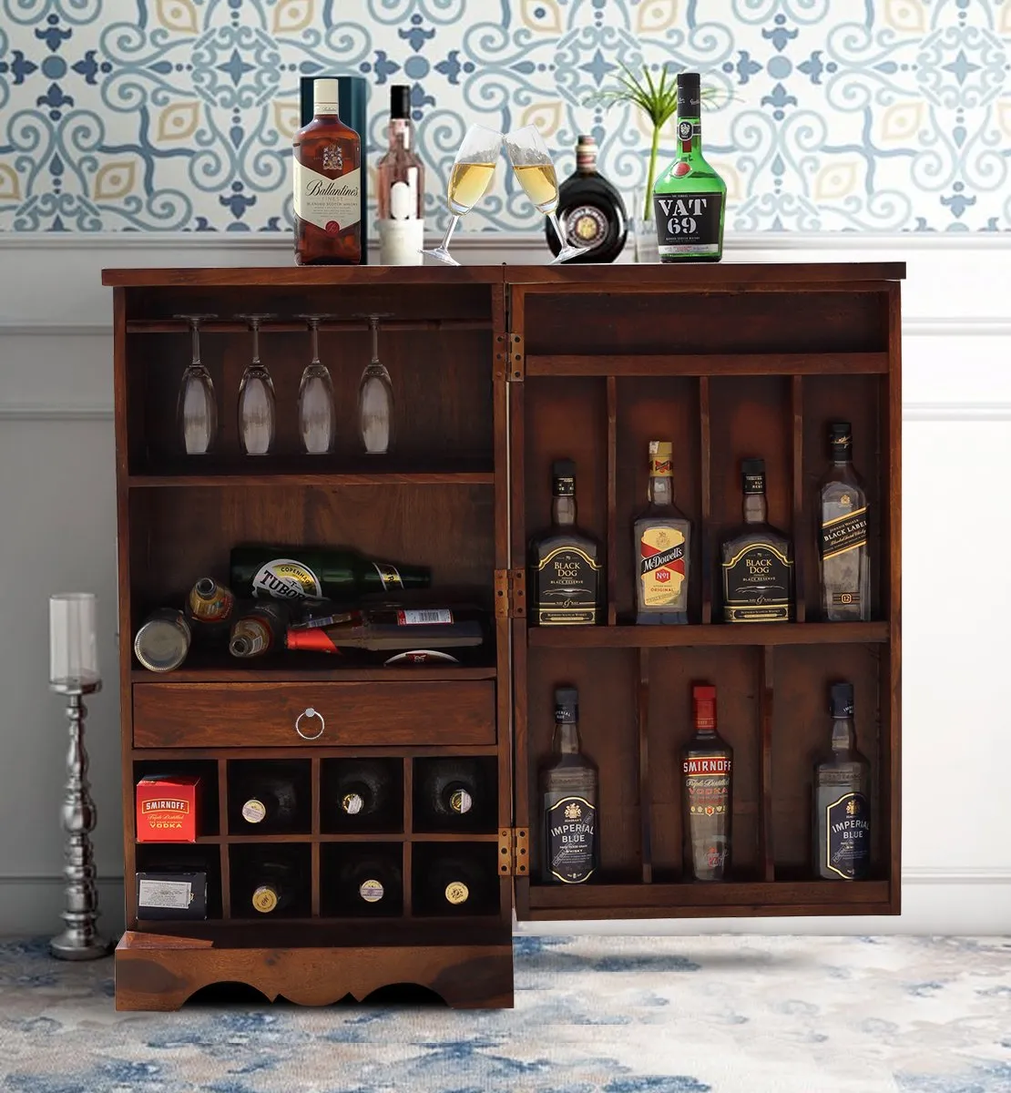 Royal Finish Nivora Bar Cabinate In Premium Quality Sheesham Wood