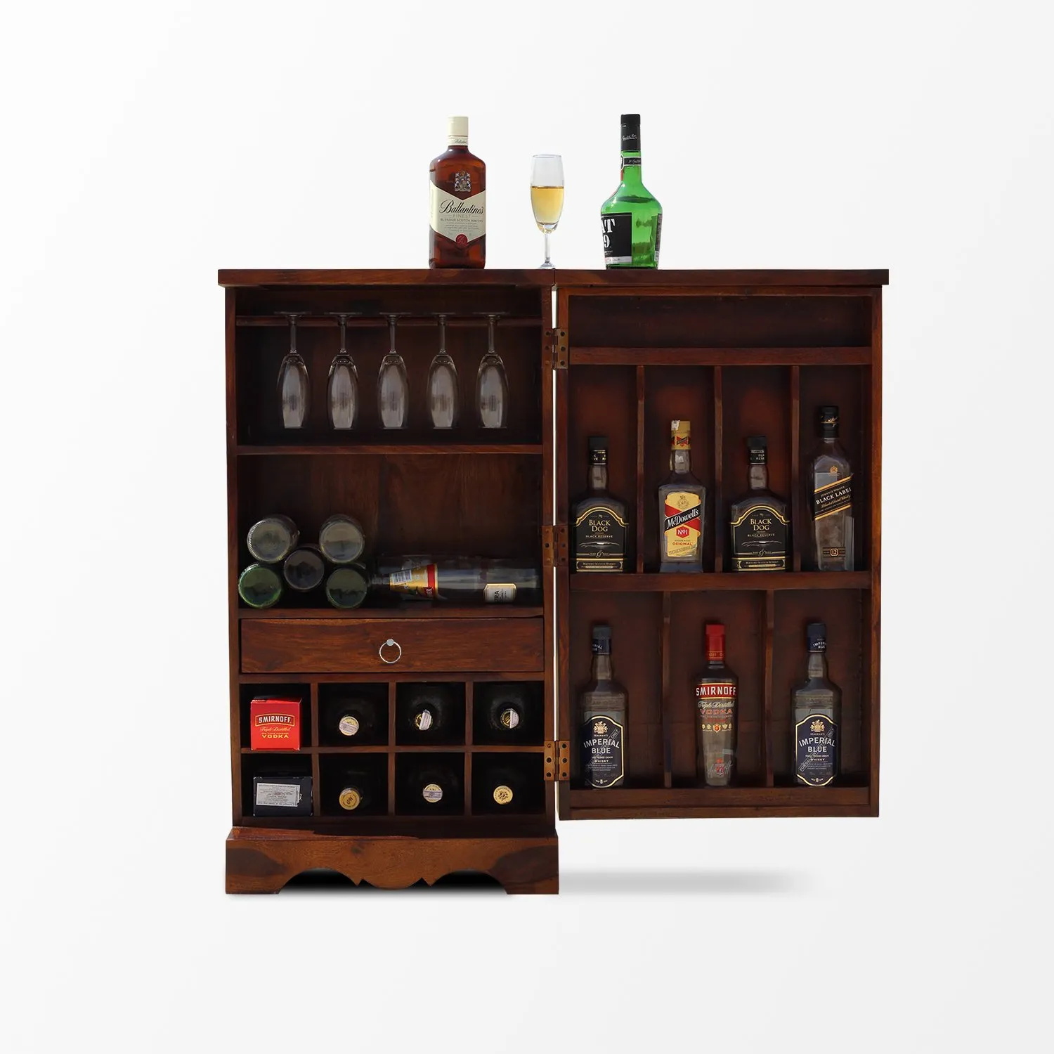 Royal Finish Nivora Bar Cabinate In Premium Quality Sheesham Wood wooden bar cabinet image 3