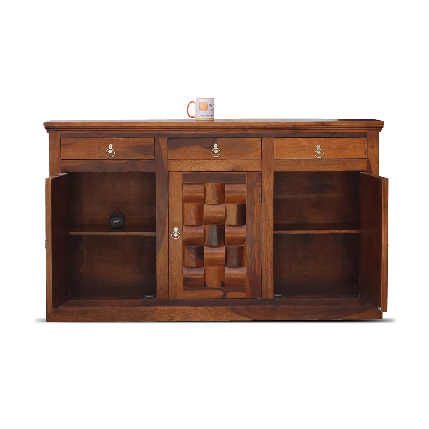 Royal Finish Nivora Sideboard In Sheesham with Natural Honey with Matte Finished sheesham wood furniture image 11