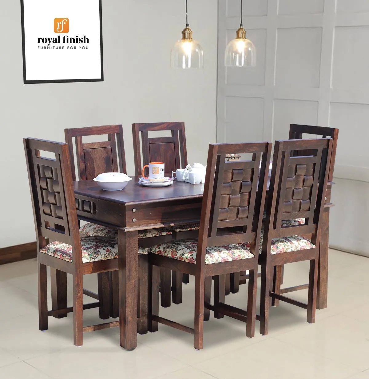 Royal Finish Nivora Moderna Dining in Sheesham with wallnut color Matte polished