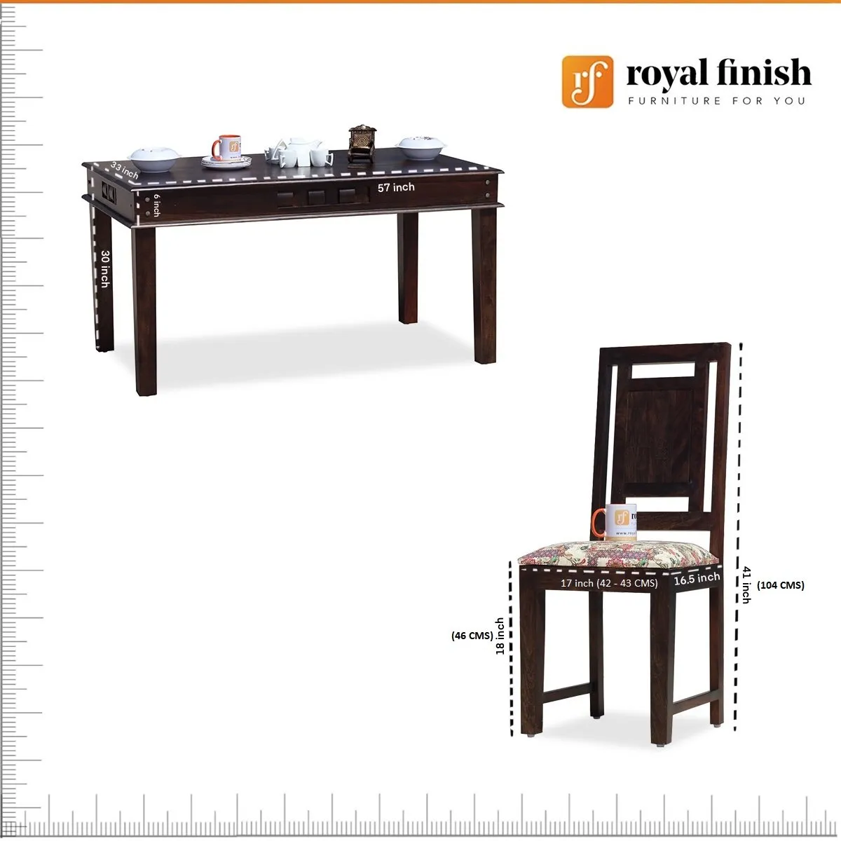 Royal Finish Nivora Moderna Dining in Sheesham with wallnut color Matte polished sheesham dining table image 3