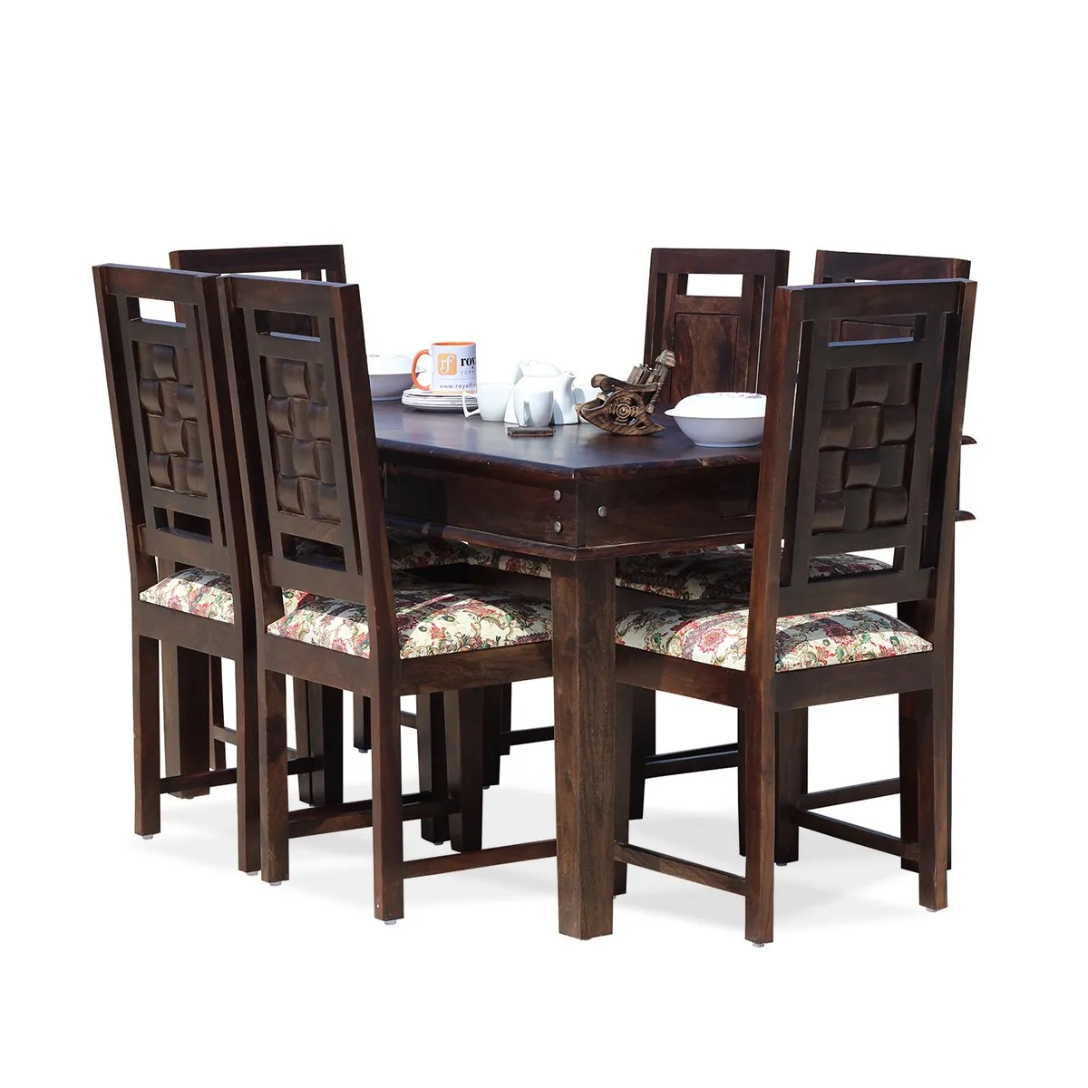Royal Finish Nivora Moderna Dining in Sheesham with wallnut color Matte polished sheesham dining table image 5