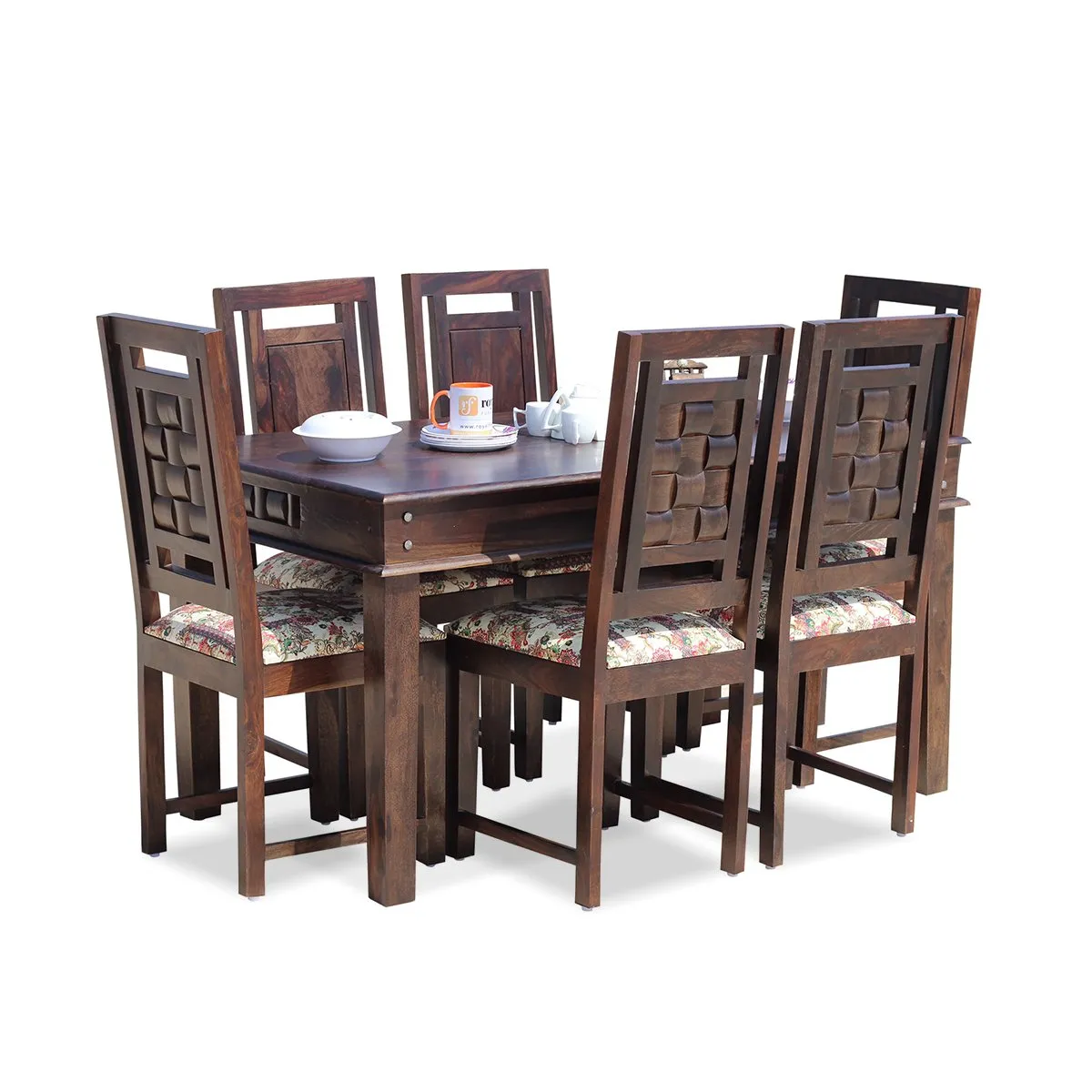 Royal Finish Nivora Moderna Dining in Sheesham with wallnut color Matte polished sheesham dining table image 6