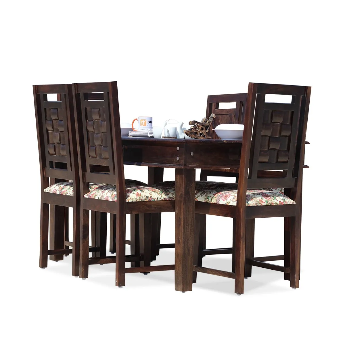 Royal Finish Nivora Moderna Dining in Sheesham with wallnut color Matte polished sheesham dining table image 7