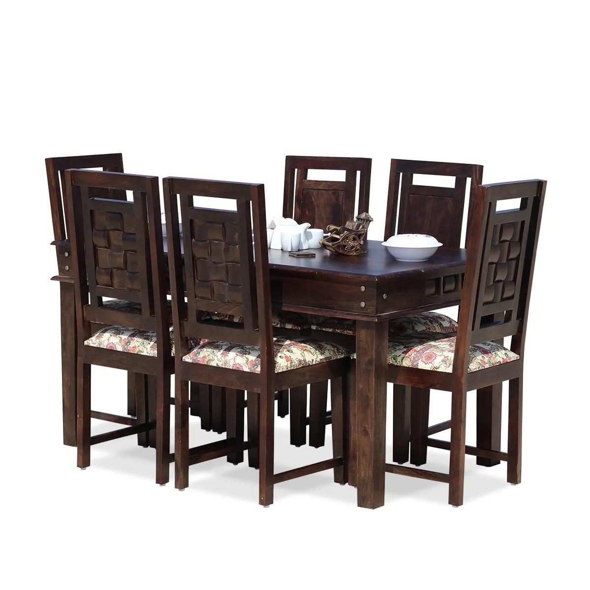 Royal Finish Nivora Moderna Dining in Sheesham with wallnut color Matte polished sheesham dining table image 10