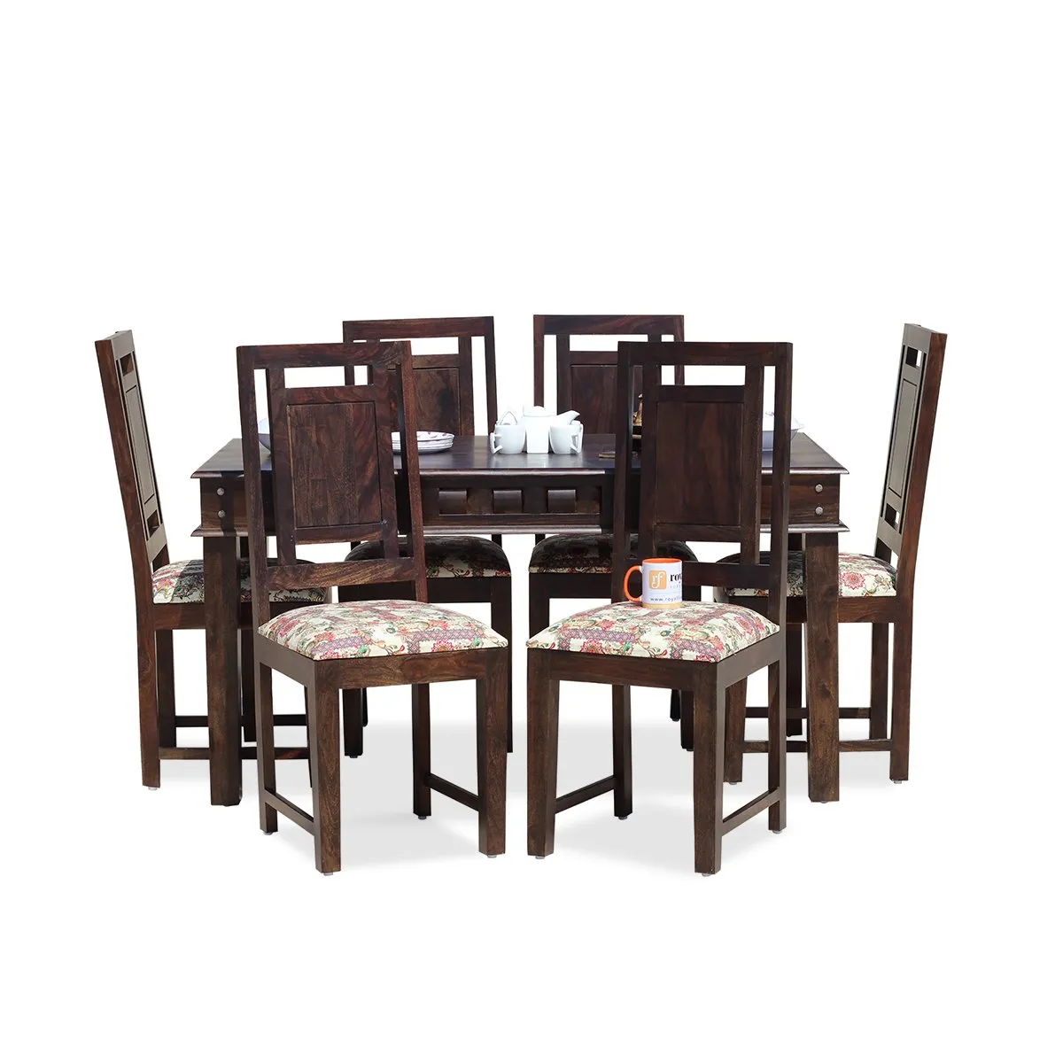 Royal Finish Nivora Moderna Dining in Sheesham with wallnut color Matte polished sheesham dining table image 11