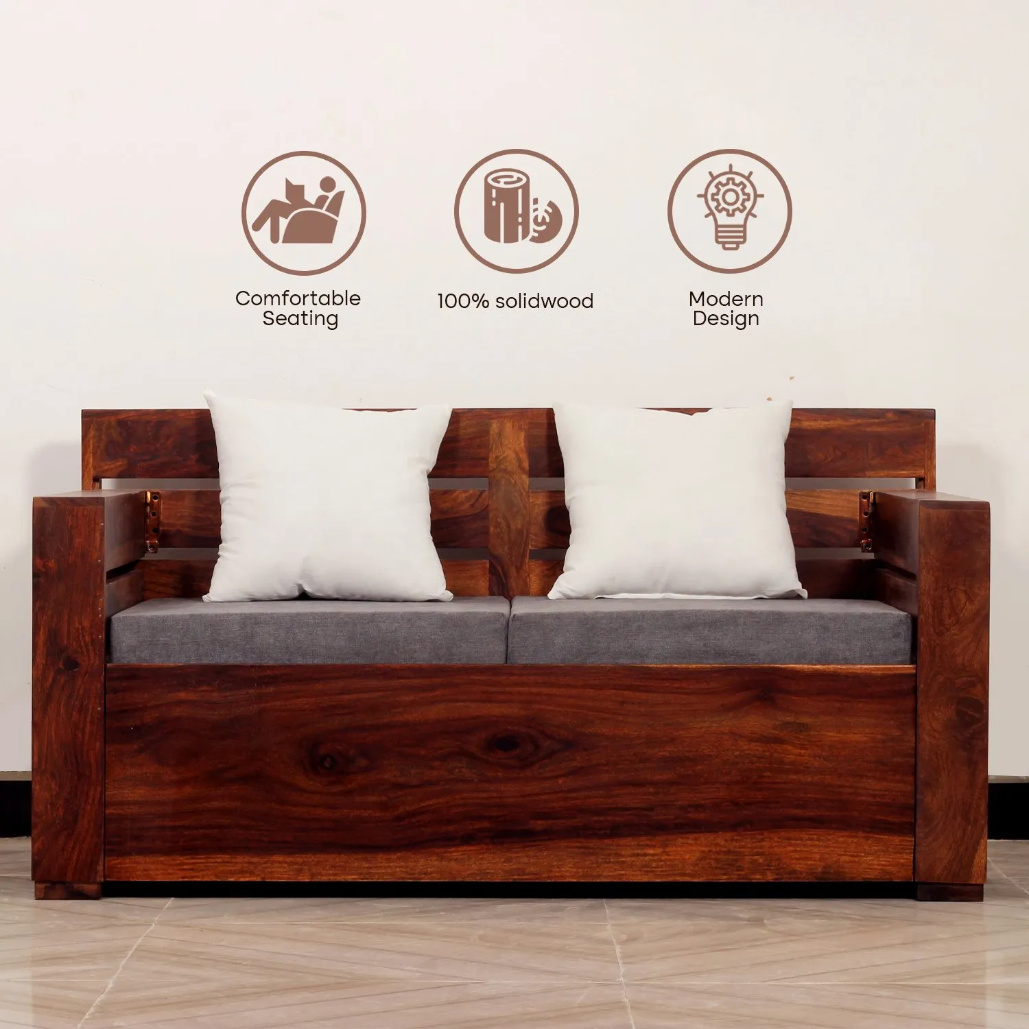 Royal Finish MirageMingle 7 Seater Sofa Set With Cushions(3+2+1+1) wooden sofa set image 9