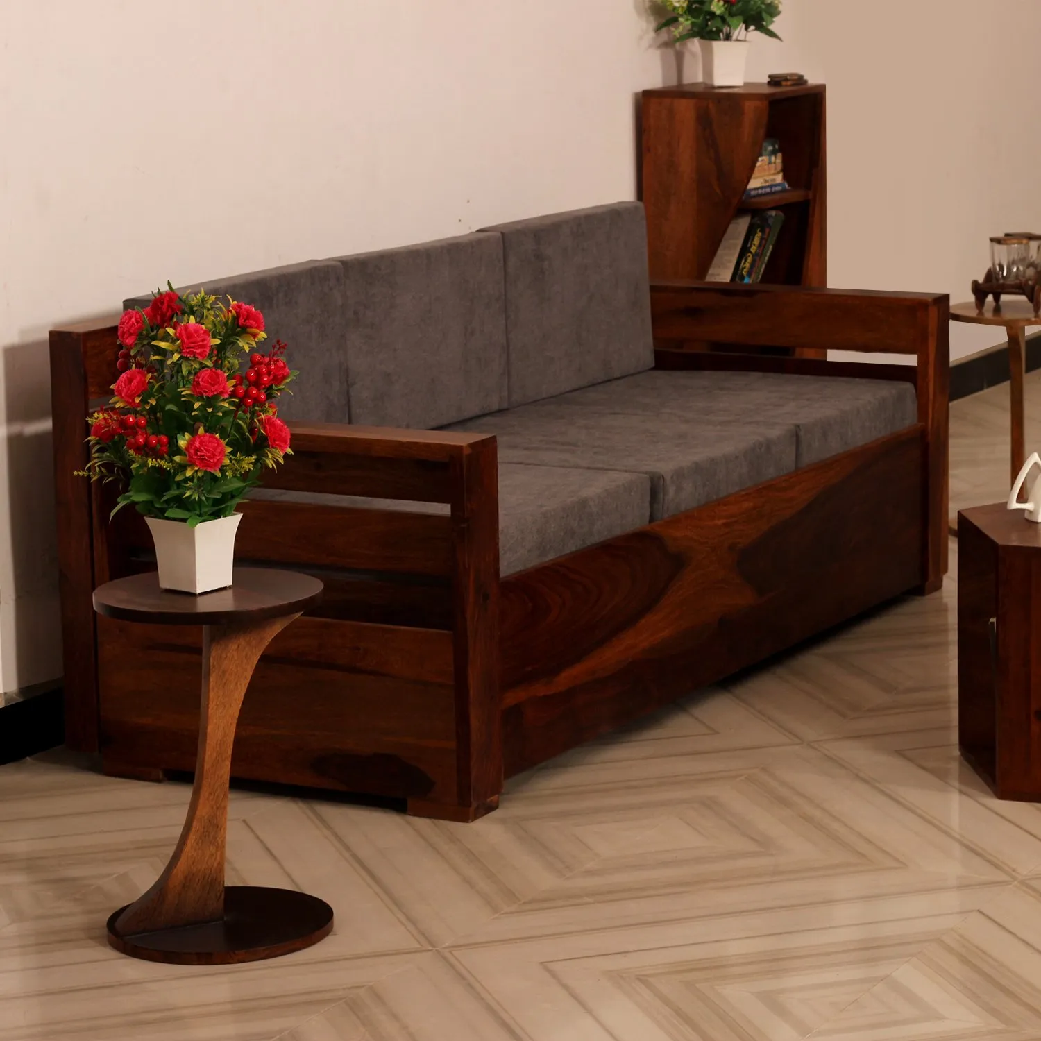 Royal Finish MirageMingle 3 Seater Sofa With Cushions wooden sofa set image 6