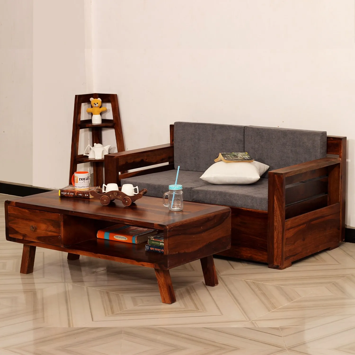 Royal Finish MirageMingle 2 Seater Sofa With Cushions wooden sofa set image 2