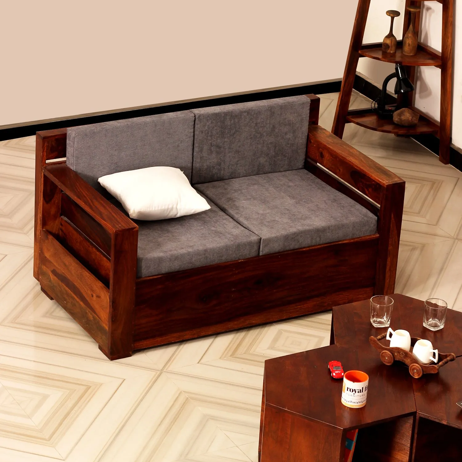Royal Finish MirageMingle 2 Seater Sofa With Cushions wooden sofa set image 6