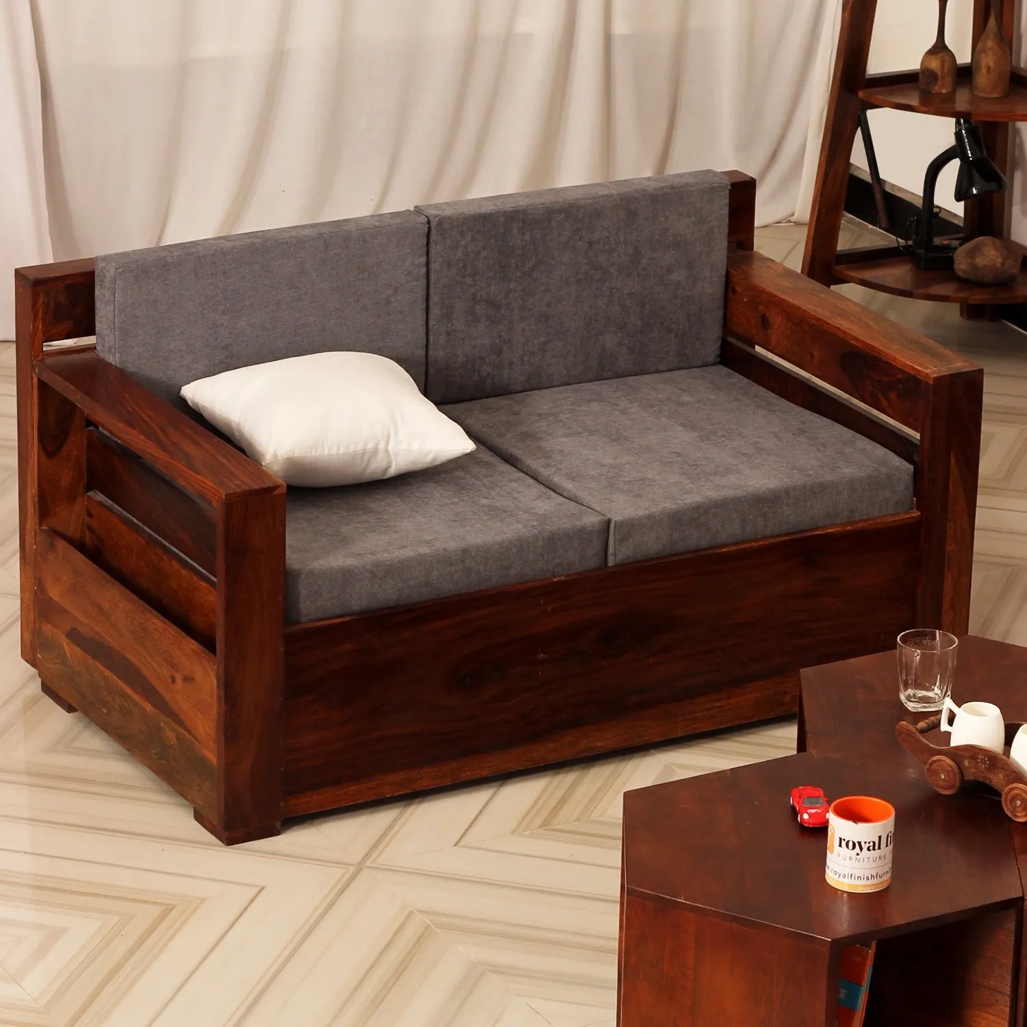 Royal Finish MirageMingle 2 Seater Sofa With Cushions wooden sofa set image 9