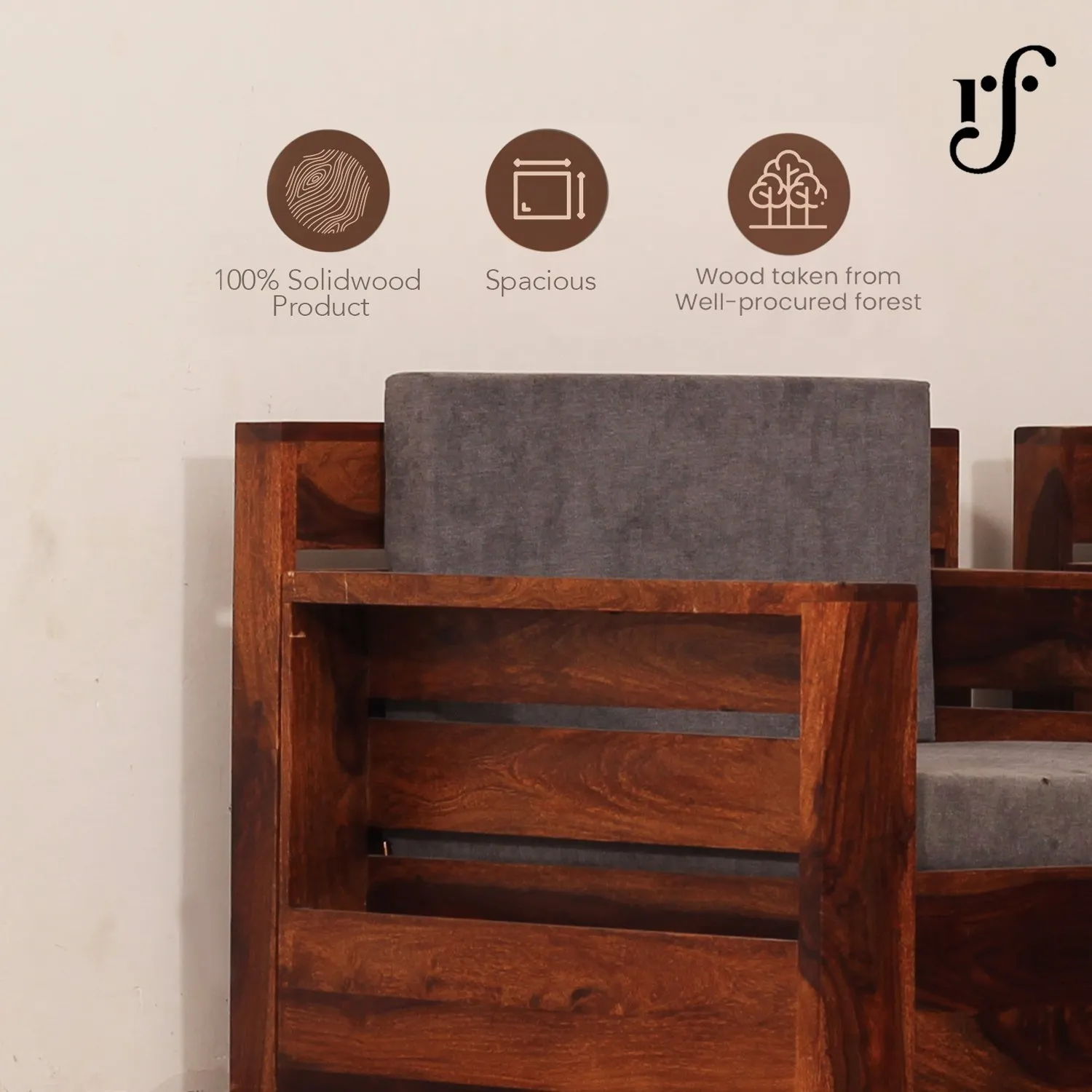 Royal Finish MirageMingle 1 Seater Double Sofa With Cushions wooden sofa set image 2