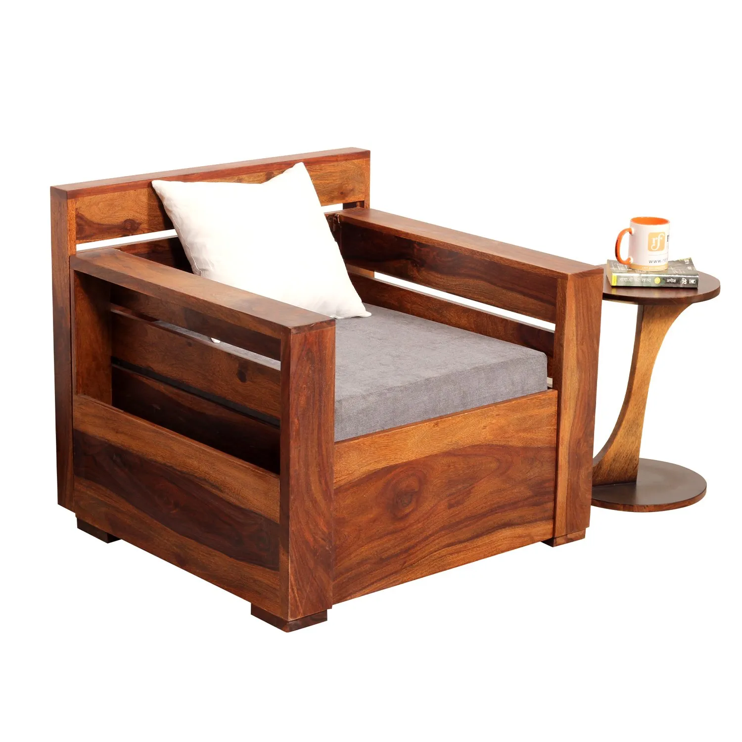 Royal Finish MirageMingle 1 Seater Sofa With Cushions wooden sofa set image 5