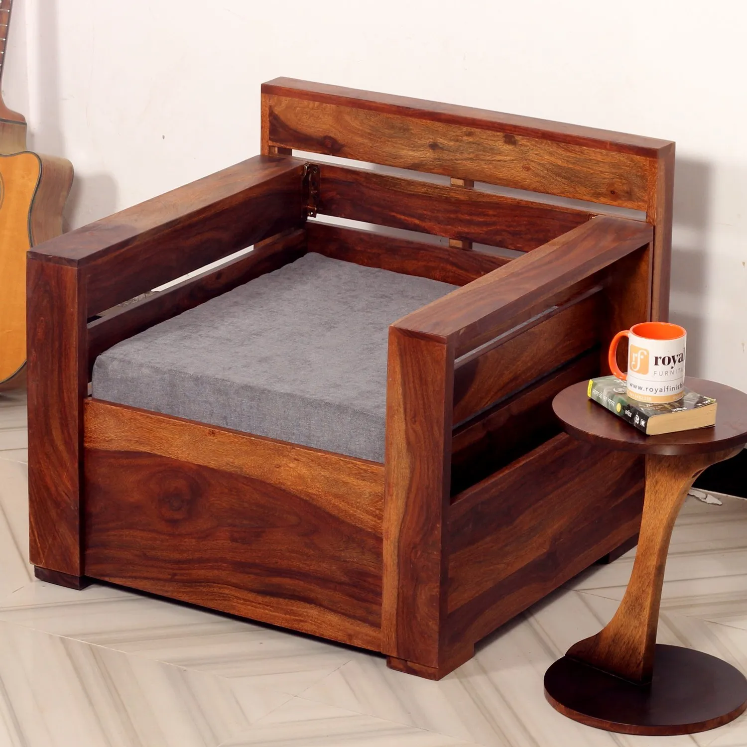 Royal Finish MirageMingle 1 Seater Sofa With Cushions wooden sofa set image 6