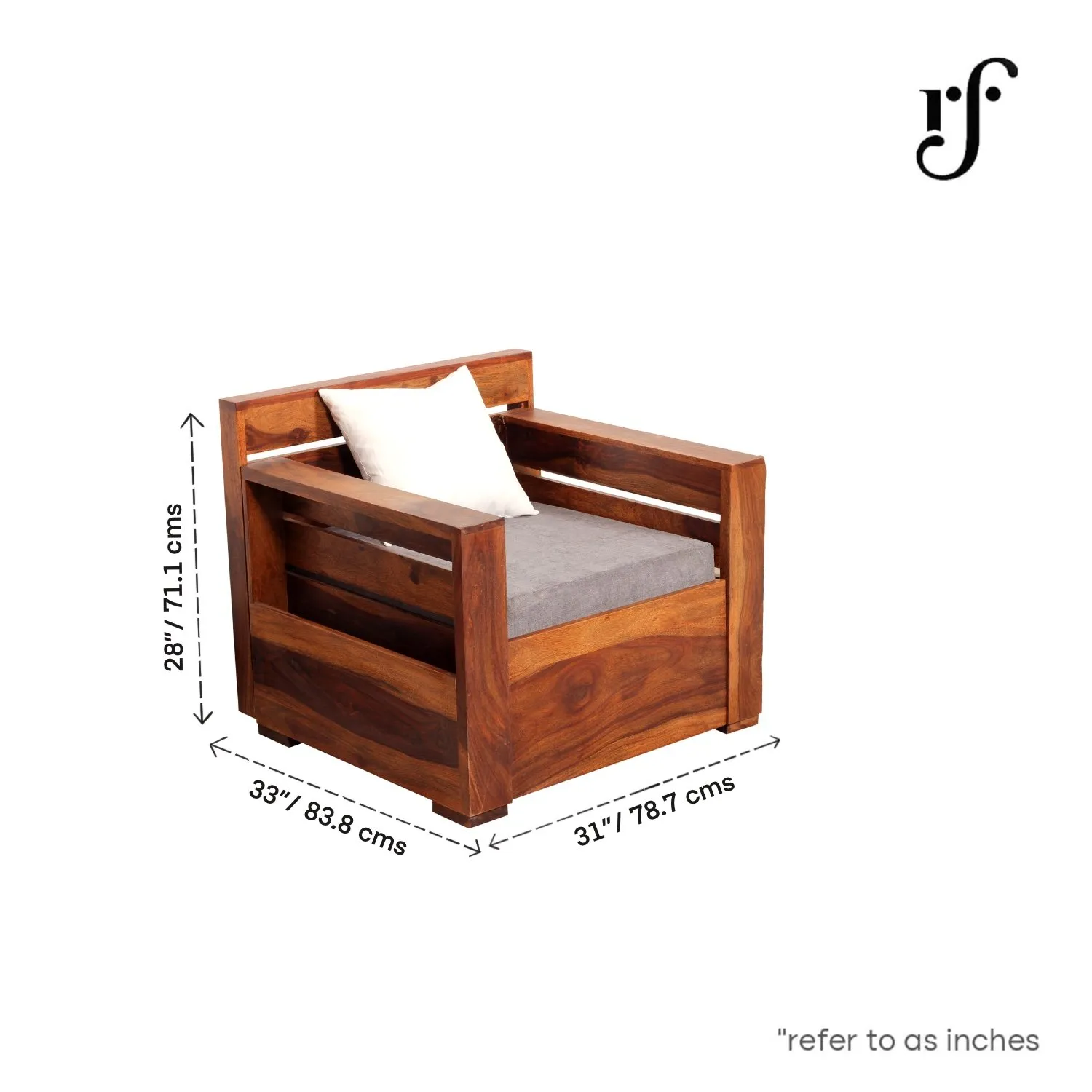 Royal Finish MirageMingle 1 Seater Sofa With Cushions wooden sofa set image 10