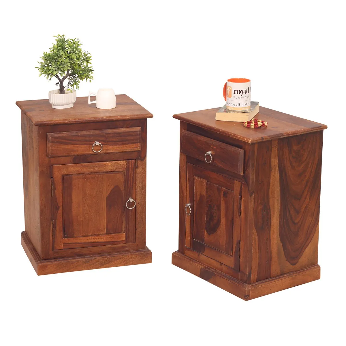 Royal Finish Stellar Double Bedside Table In Furniture Sheesham In Natural sheesham wood bed image 7