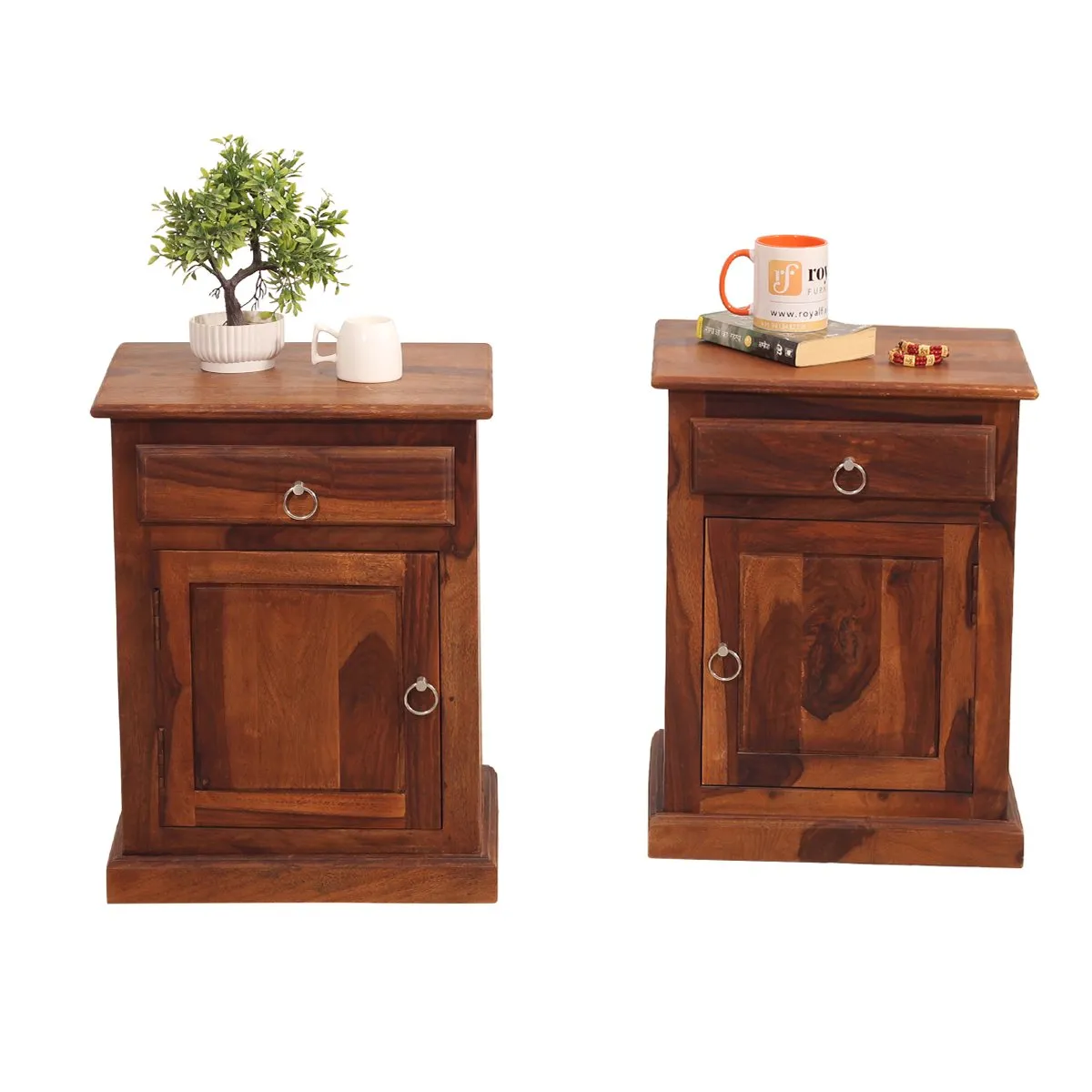 Royal Finish Stellar Double Bedside Table In Furniture Sheesham In Natural sheesham wood bed image 9