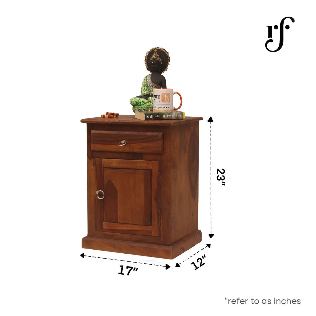Royal Finish Stellar Bedside Table In Furniture Sheesham Wood In Natural sheesham wood bed image 3