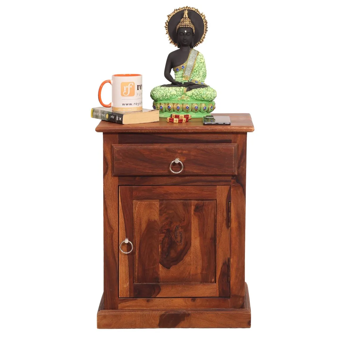 Royal Finish Stellar Bedside Table In Furniture Sheesham Wood In Natural sheesham wood bed image 4