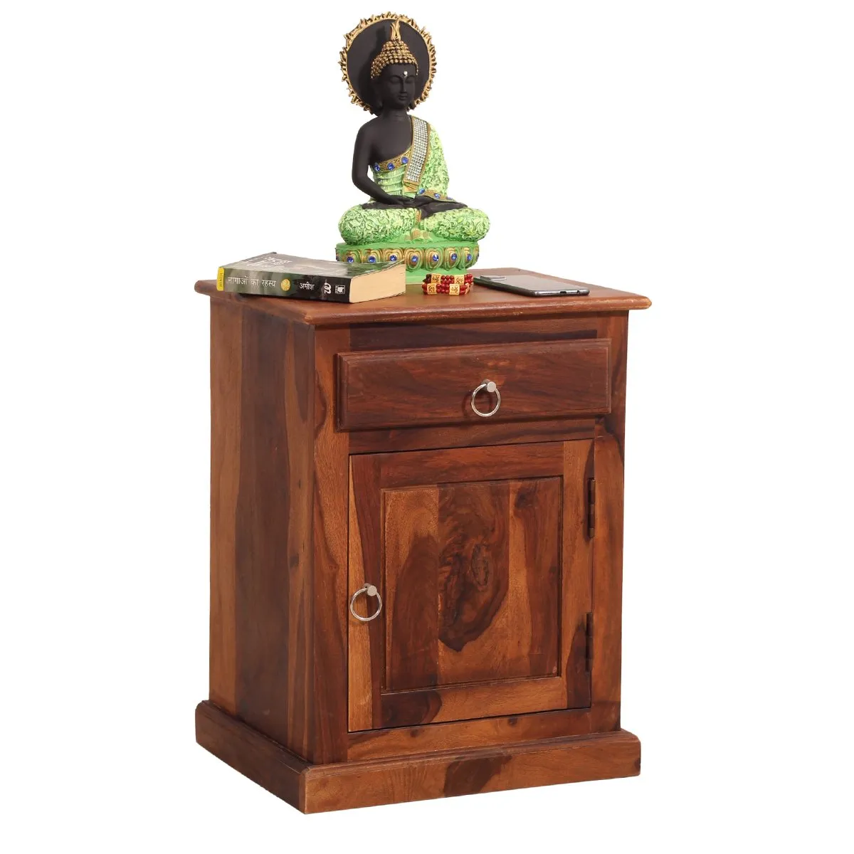 Royal Finish Stellar Bedside Table In Furniture Sheesham Wood In Natural sheesham wood bed image 5