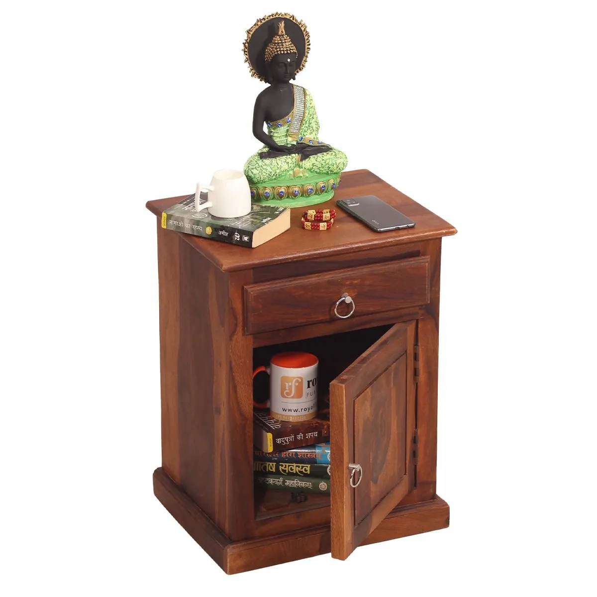 Royal Finish Stellar Bedside Table In Furniture Sheesham Wood In Natural sheesham wood bed image 9