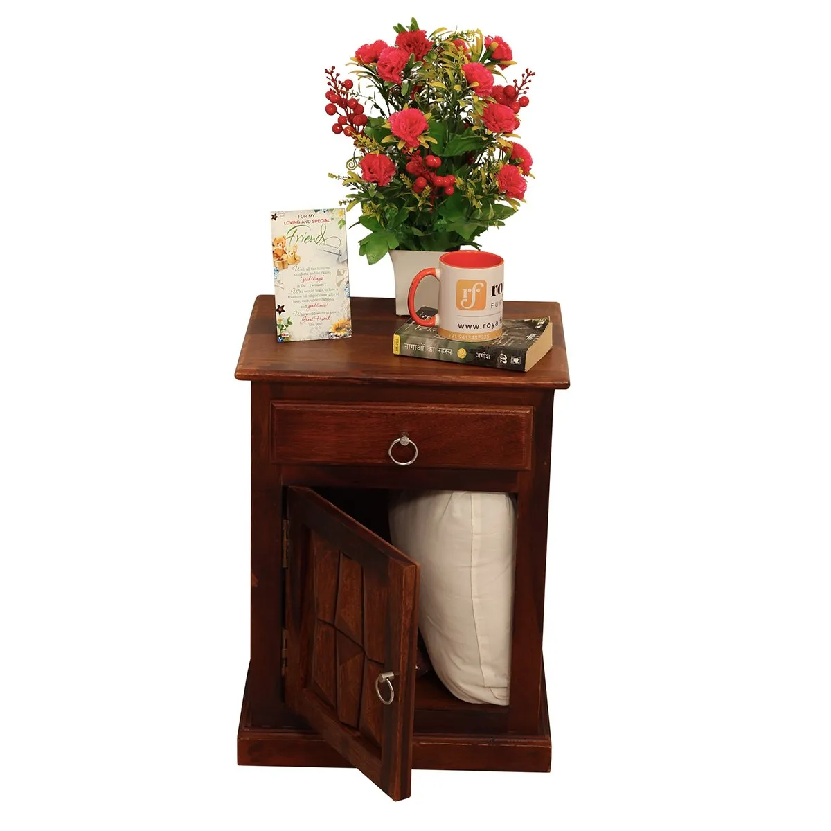 Royal Finish SlumberCraft Bedside Table In Furniture Sheesham Wood In Natural sheesham wood bed image 7