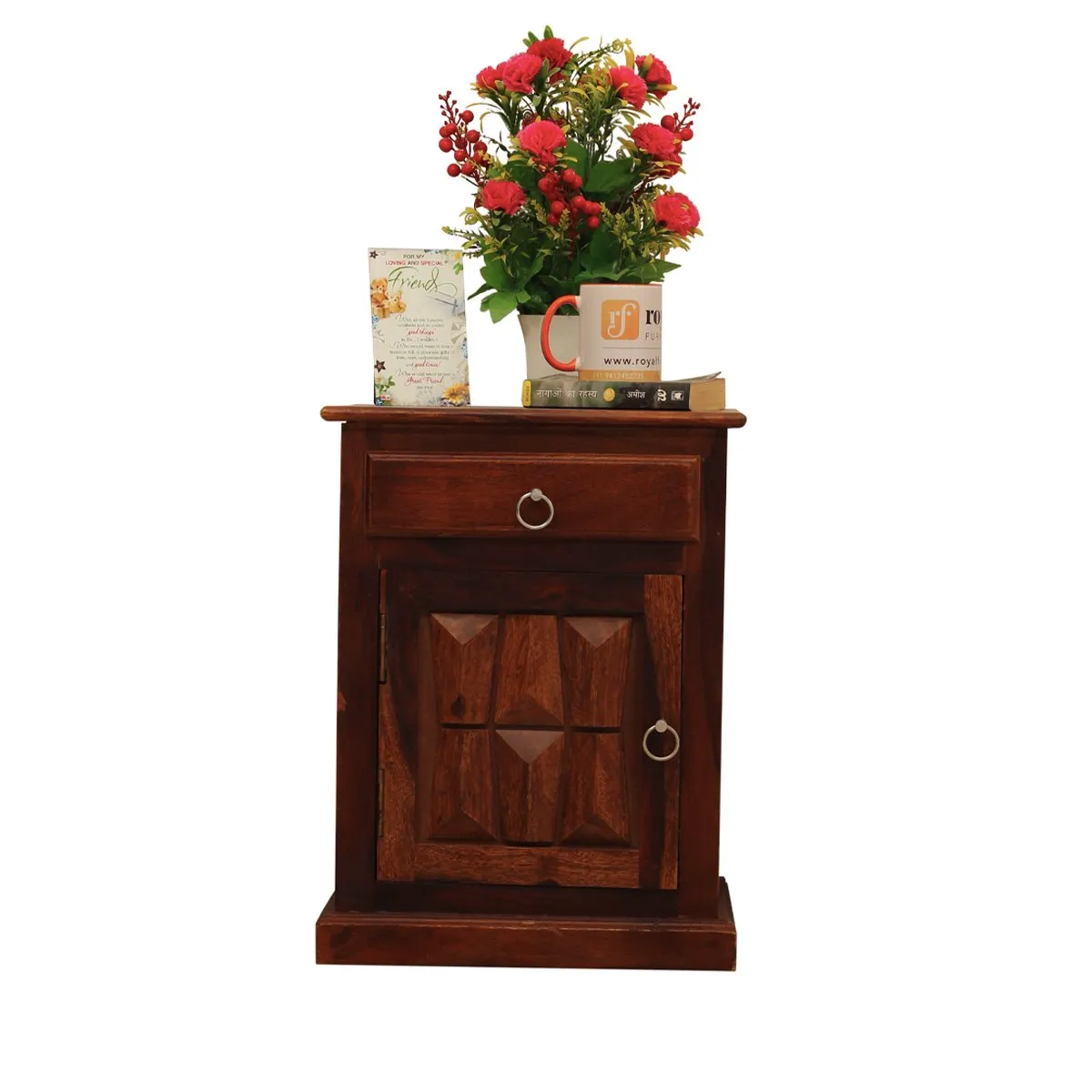 Royal Finish SlumberCraft Bedside Table In Furniture Sheesham Wood In Natural sheesham wood bed image 8