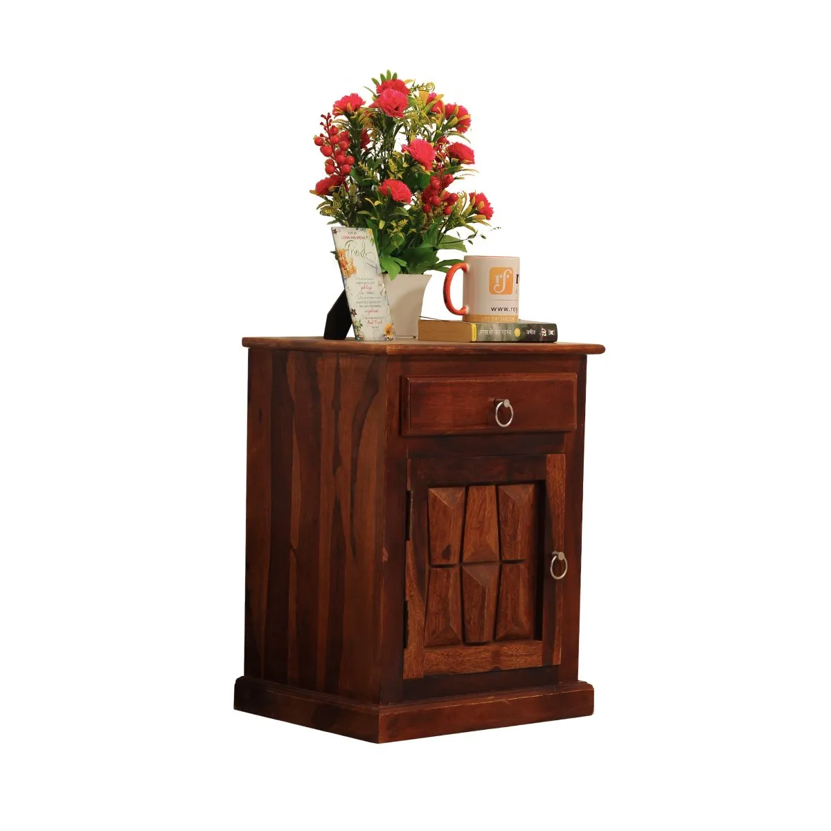 Royal Finish SlumberCraft Bedside Table In Furniture Sheesham Wood In Natural sheesham wood bed image 9