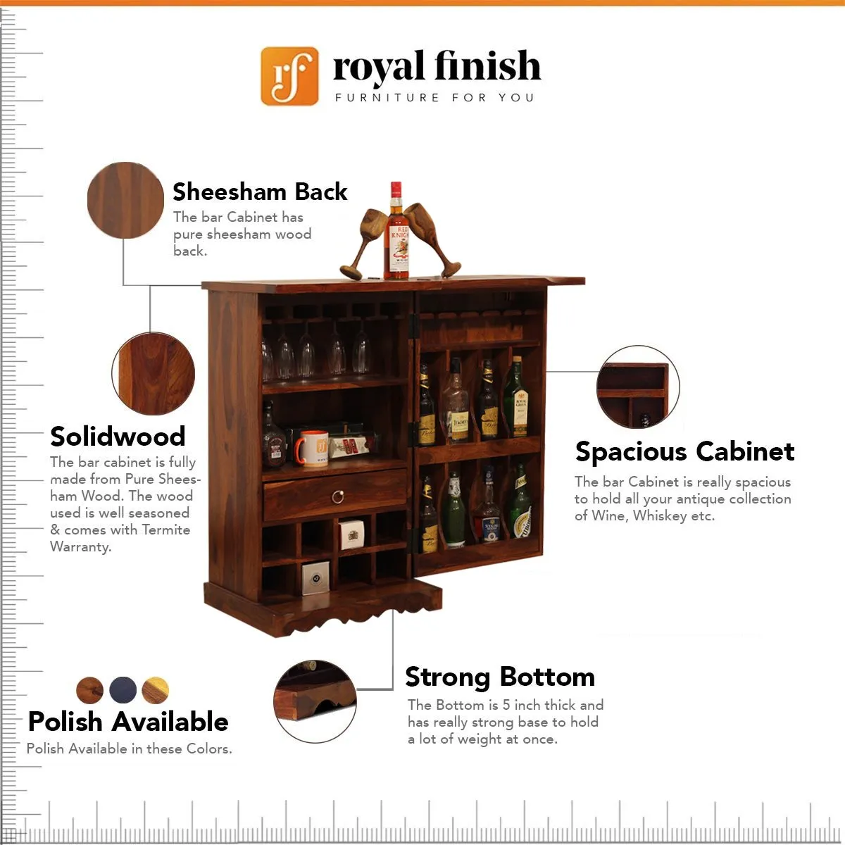 Royal Finish Diamondie Bar Cabinate In Premium Quality Sheesham Wood wooden bar cabinet image 2