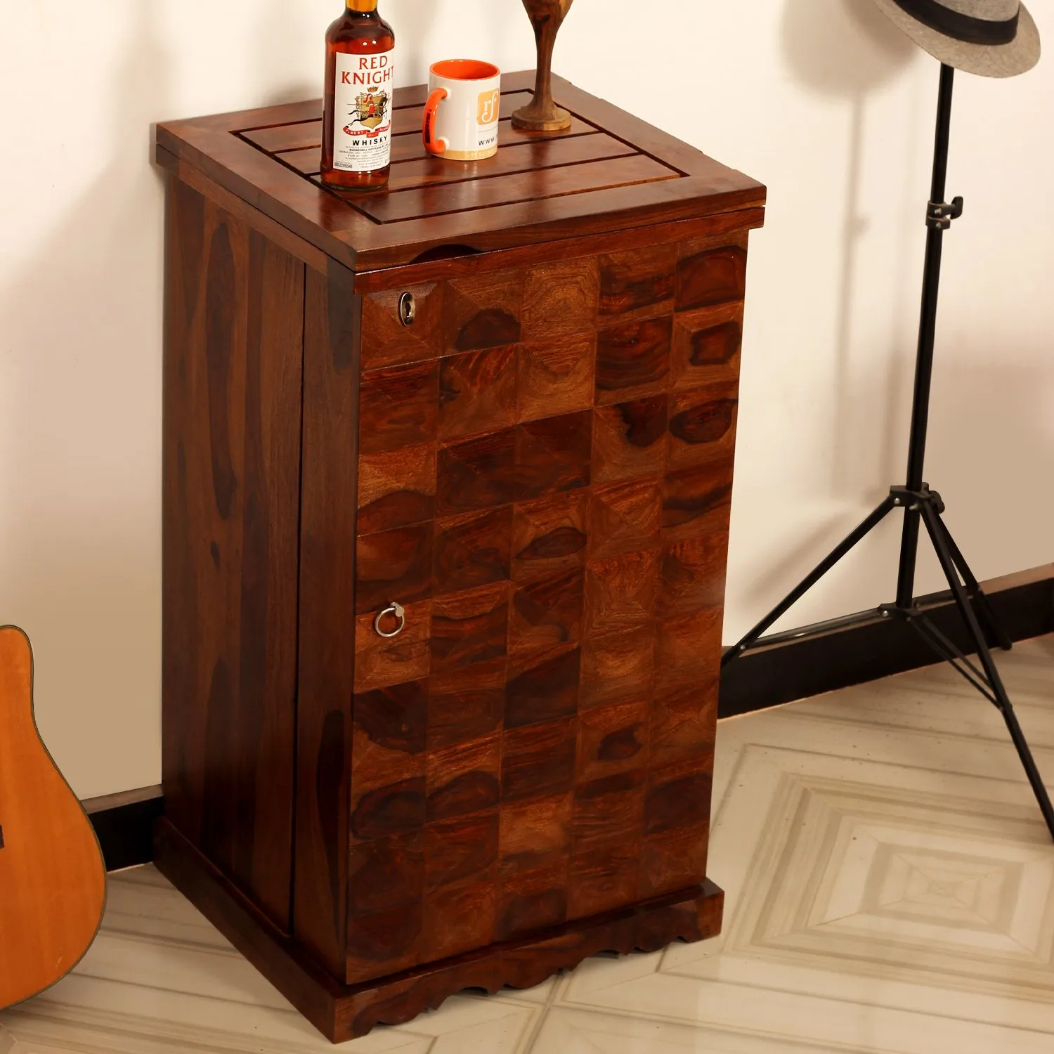 Royal Finish Diamondie Bar Cabinate In Premium Quality Sheesham Wood wooden bar cabinet image 4
