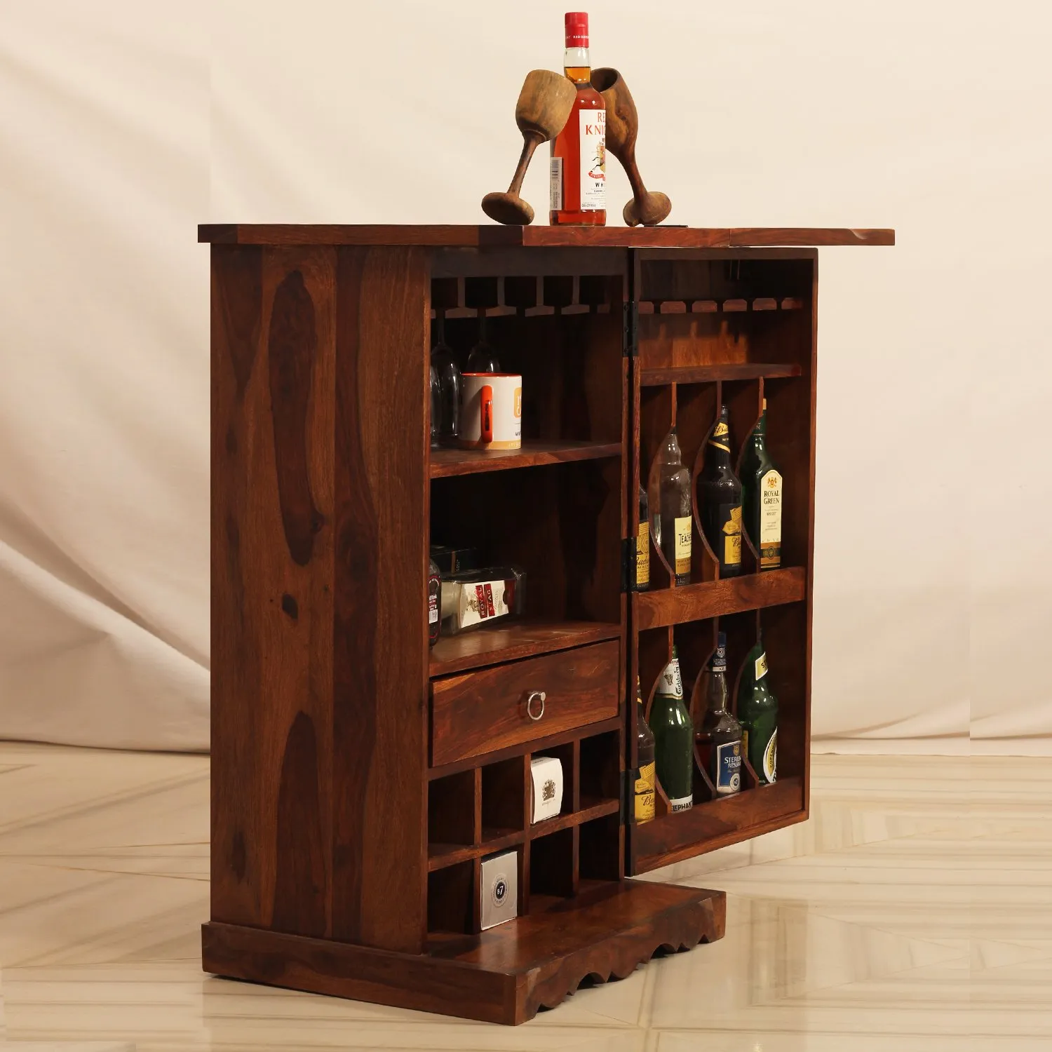 Royal Finish Diamondie Bar Cabinate In Premium Quality Sheesham Wood wooden bar cabinet image 8