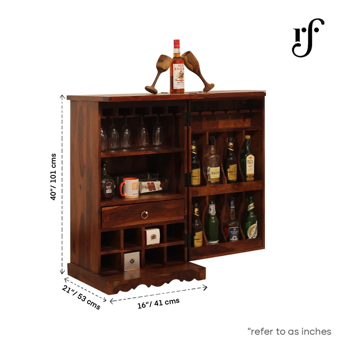Royal Finish Diamondie Bar Cabinate In Premium Quality Sheesham Wood wooden bar cabinet image 9