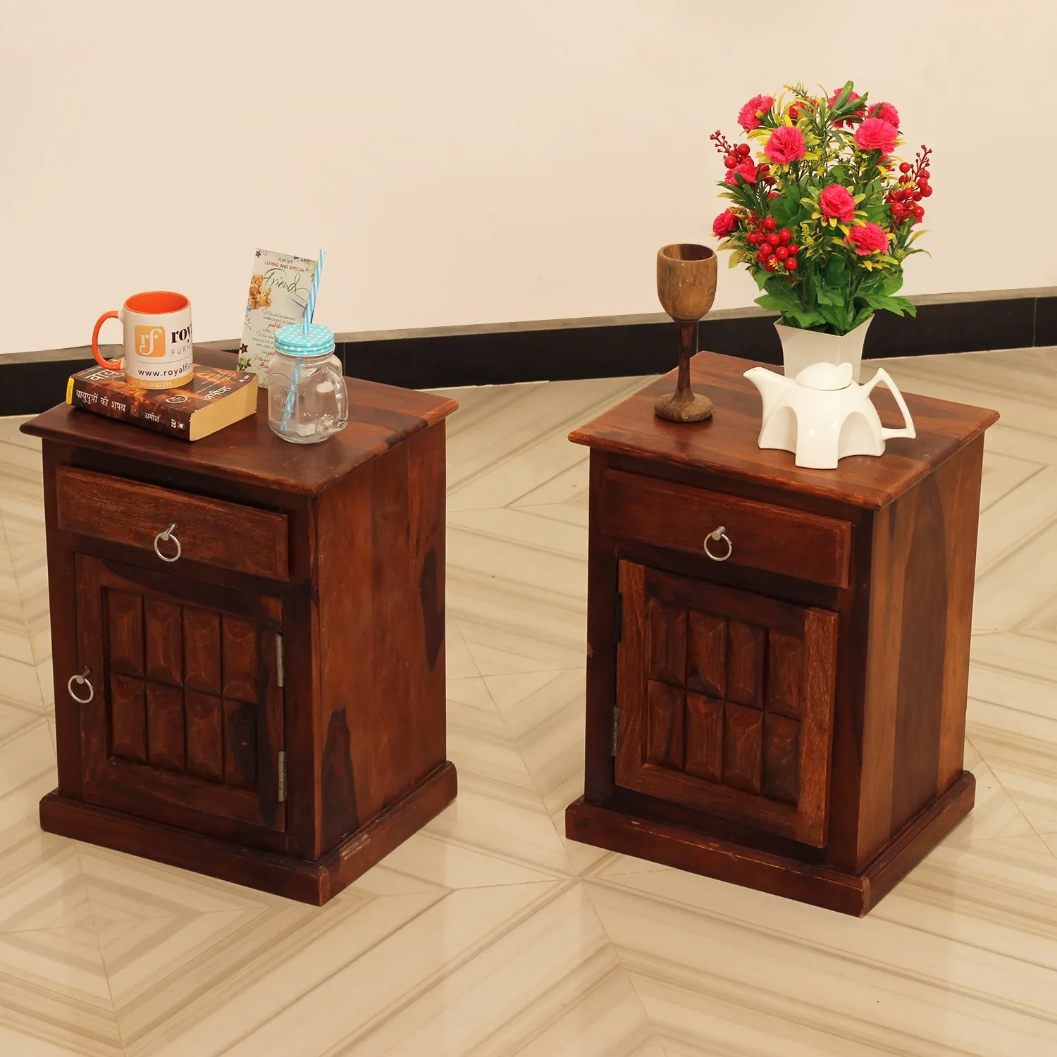 Royal Finish Celiko Double Bedside Table In Furniture Sheesham In Natural Colour sheesham wood bed image 6