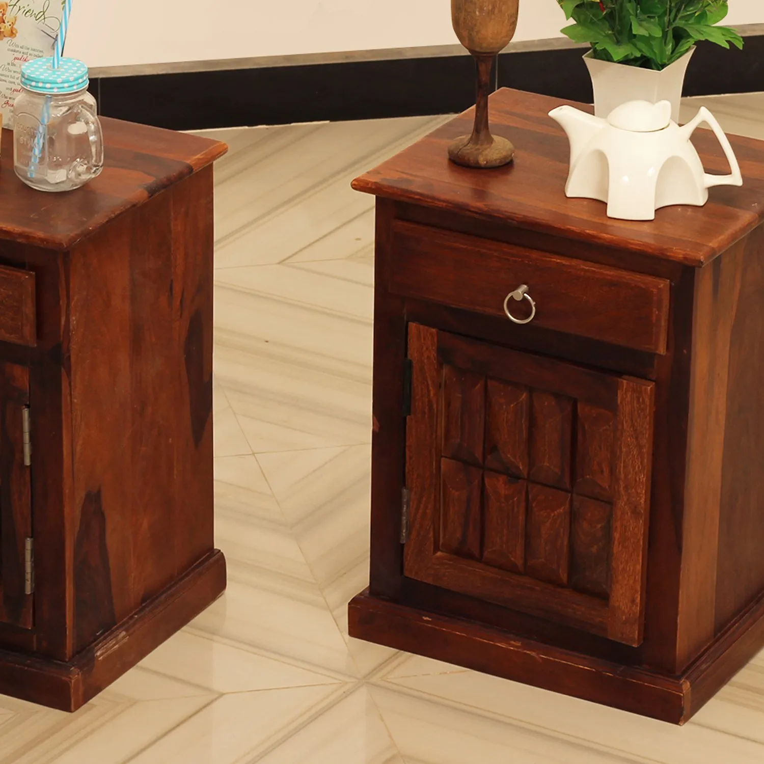 Royal Finish Celiko Double Bedside Table In Furniture Sheesham In Natural Colour sheesham wood bed image 7