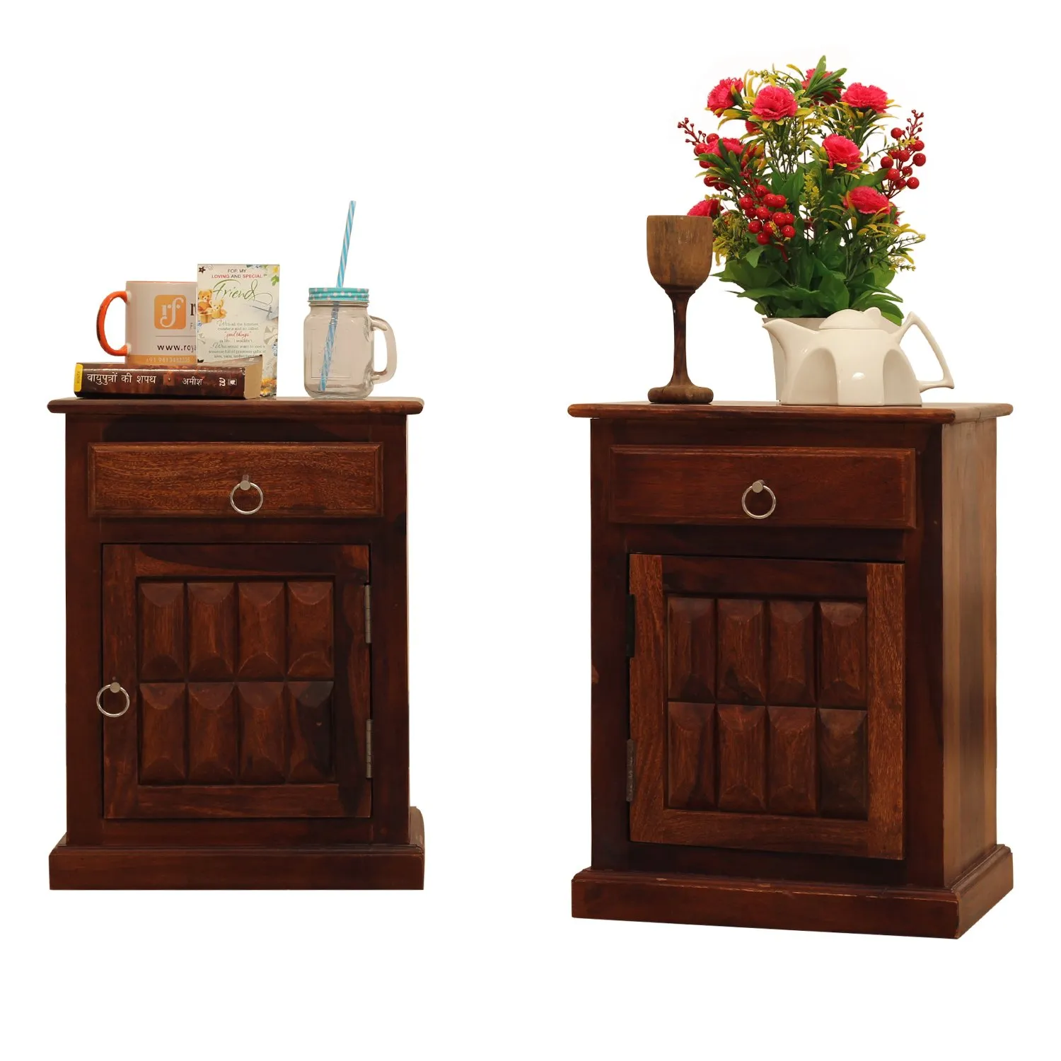 Royal Finish Celiko Double Bedside Table In Furniture Sheesham In Natural Colour sheesham wood bed image 9